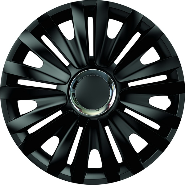 Set de capace pentru roti 15` negre cu inel cromat ROYAL Mega Drive