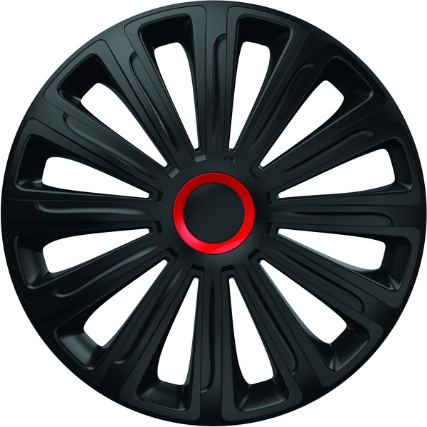 Set de capace pentru roti 16` negre cu inel rosu TREND Mega Drive