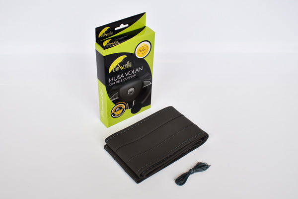 Husa pentru volan din piele ecologica cu snur GRI 36-39 CM Umbrella