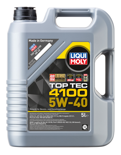 Ulei TOP TEC 4100 5W-40- API SN/CF; ACEA A3/B4/C3 (3700)- 5L Liqui Moly