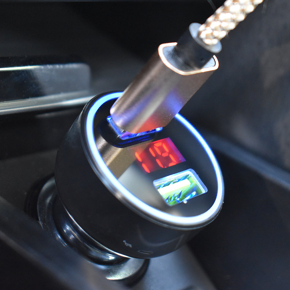 Incarcator auto 2XUSB QC3.0 cu afisaj tensiune/putere LED Mega Drive