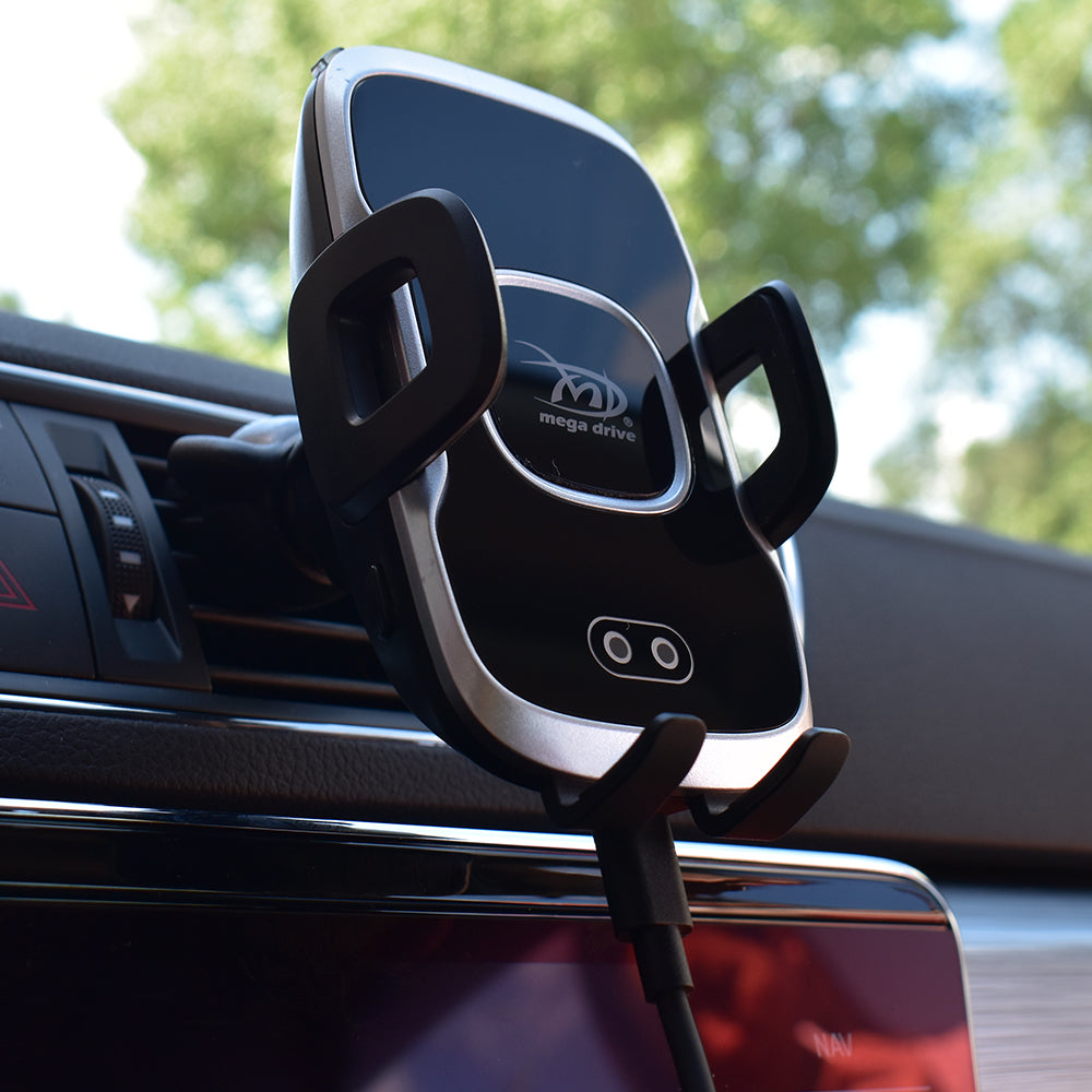 SUPORT DE TELEFON AUTO SMART CU INCARCARE WIRELESS FAST CHARGE si fixare in grila de ventilatie Mega Drive