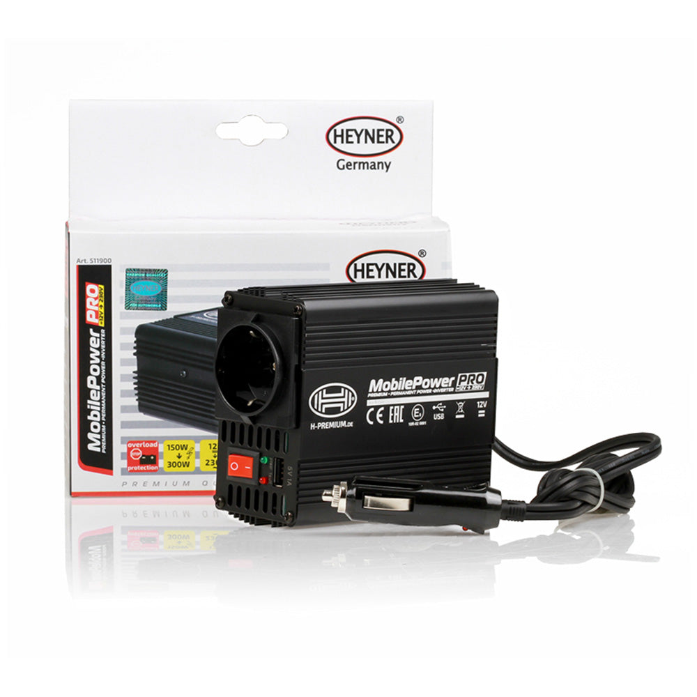 Invertor de tensiune PREMIUM PRO 150-300W alimentare 12V iesire 230V cu USB Heyner