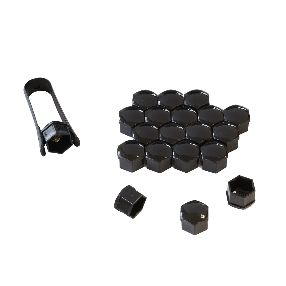 Set capace prezoane 17mm Negre, set 20 bucati cu cleste