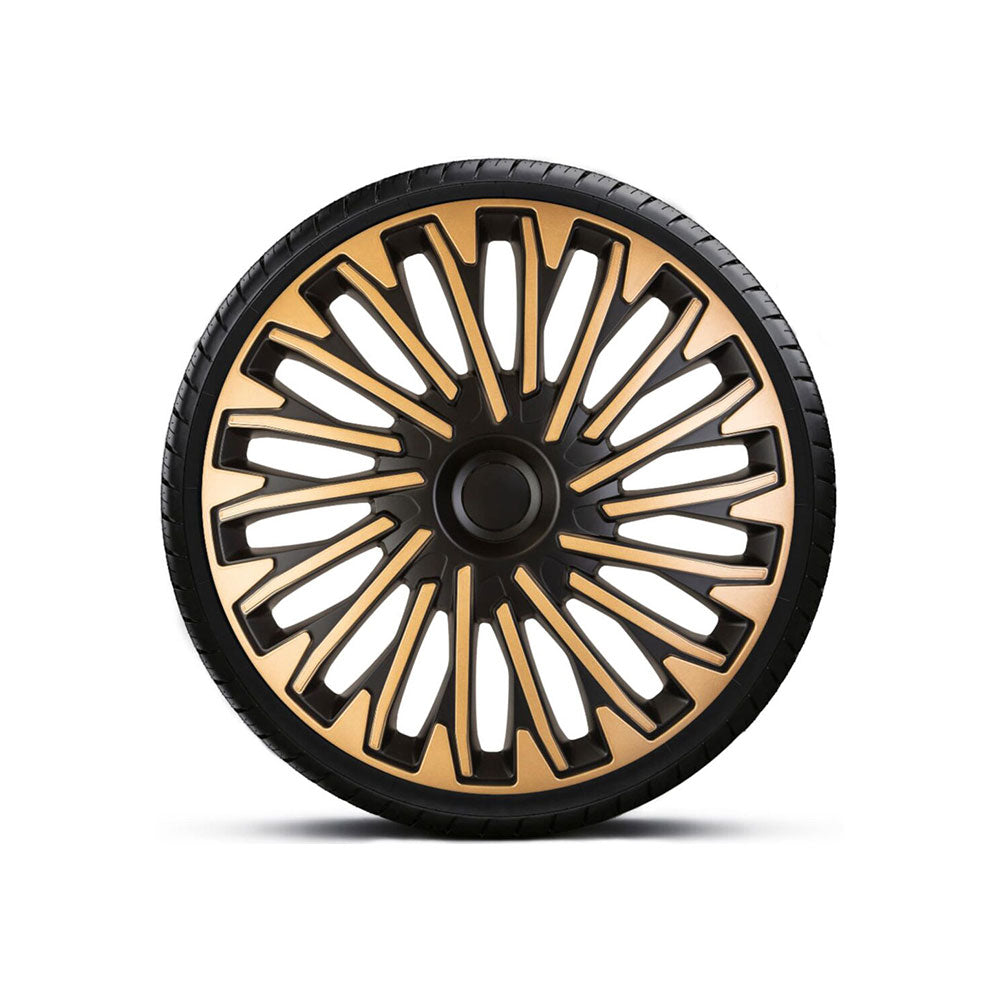 Set de capace pentru roti 15` galben-negru cu inel negru SOHO Mega Drive