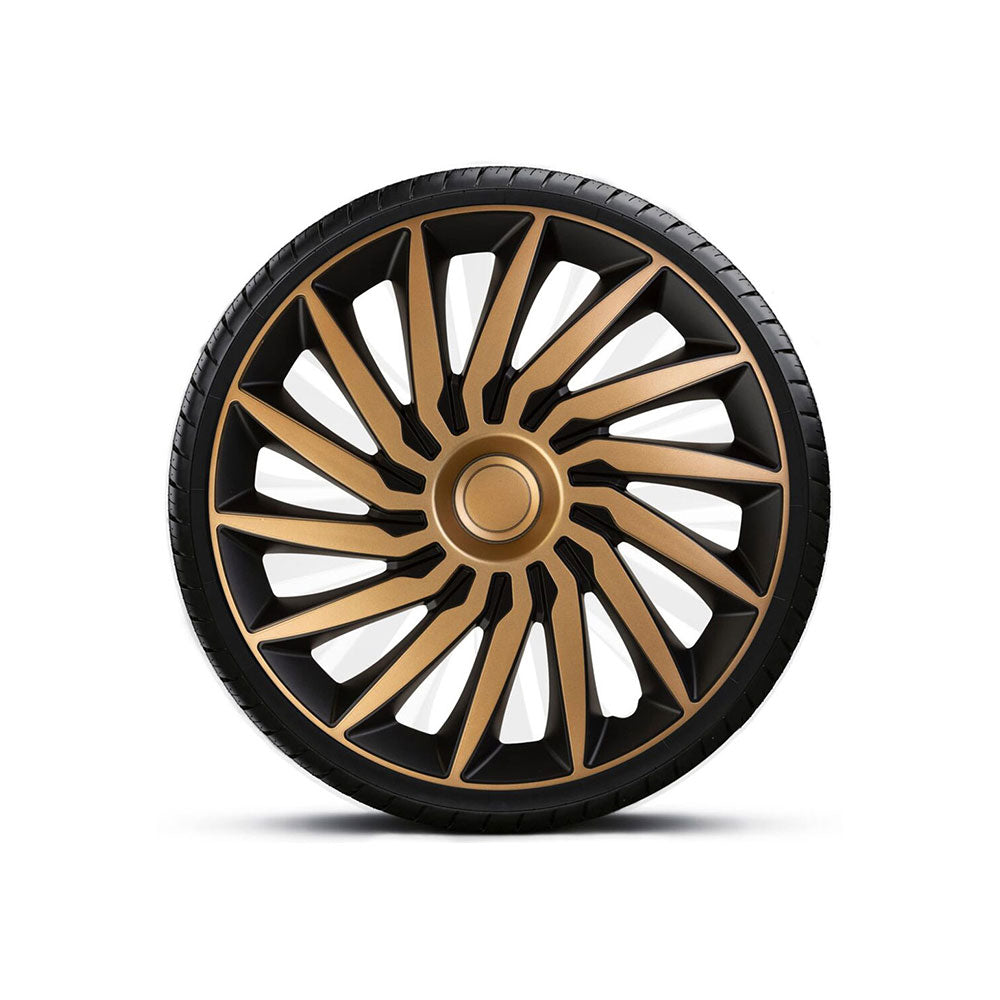 Set de capace pentru roti 16` galben-negru cu inel galben KENDO Mega Drive