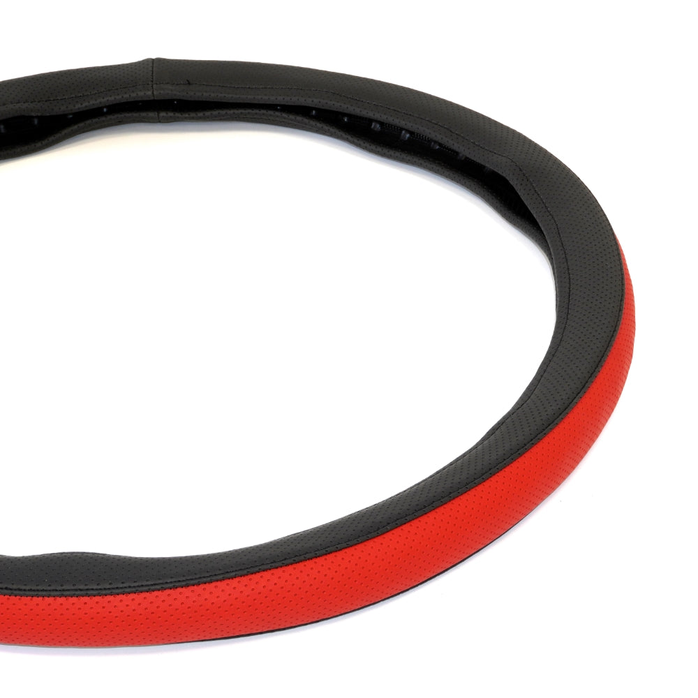 Husa pentru volan din piele ecologica ROSU/NEGRU 44-48 CM Umbrella