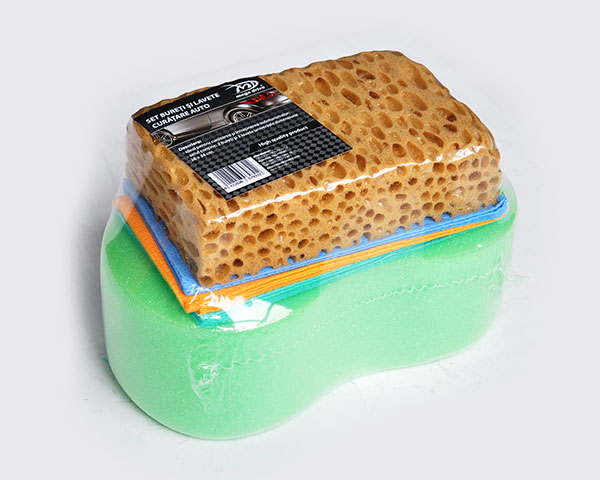 Set cu bureti si lavete pentru curatare auto Mega Drive