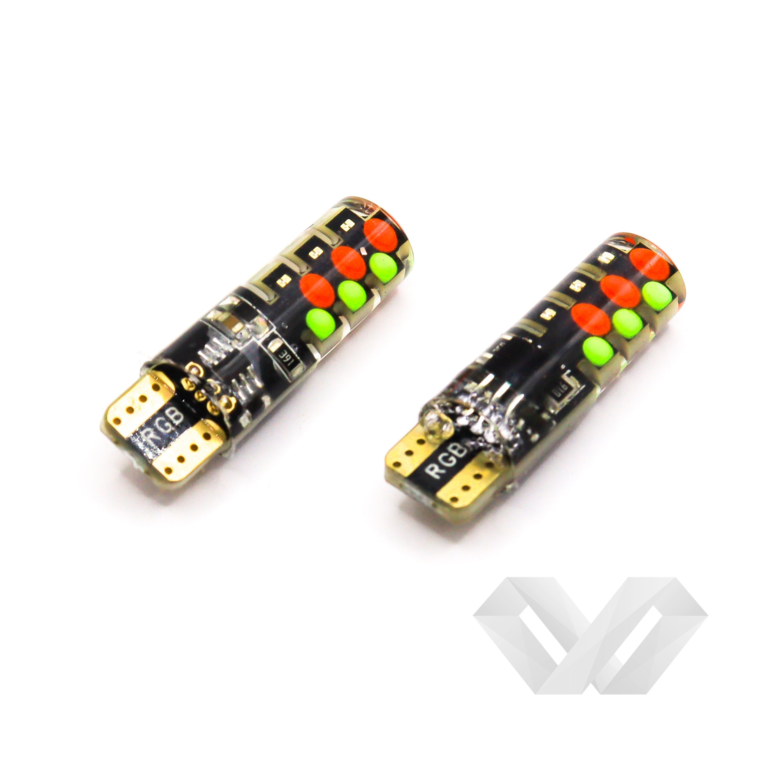 Set 2 becuri pozitie soclu sticla T10 RGB