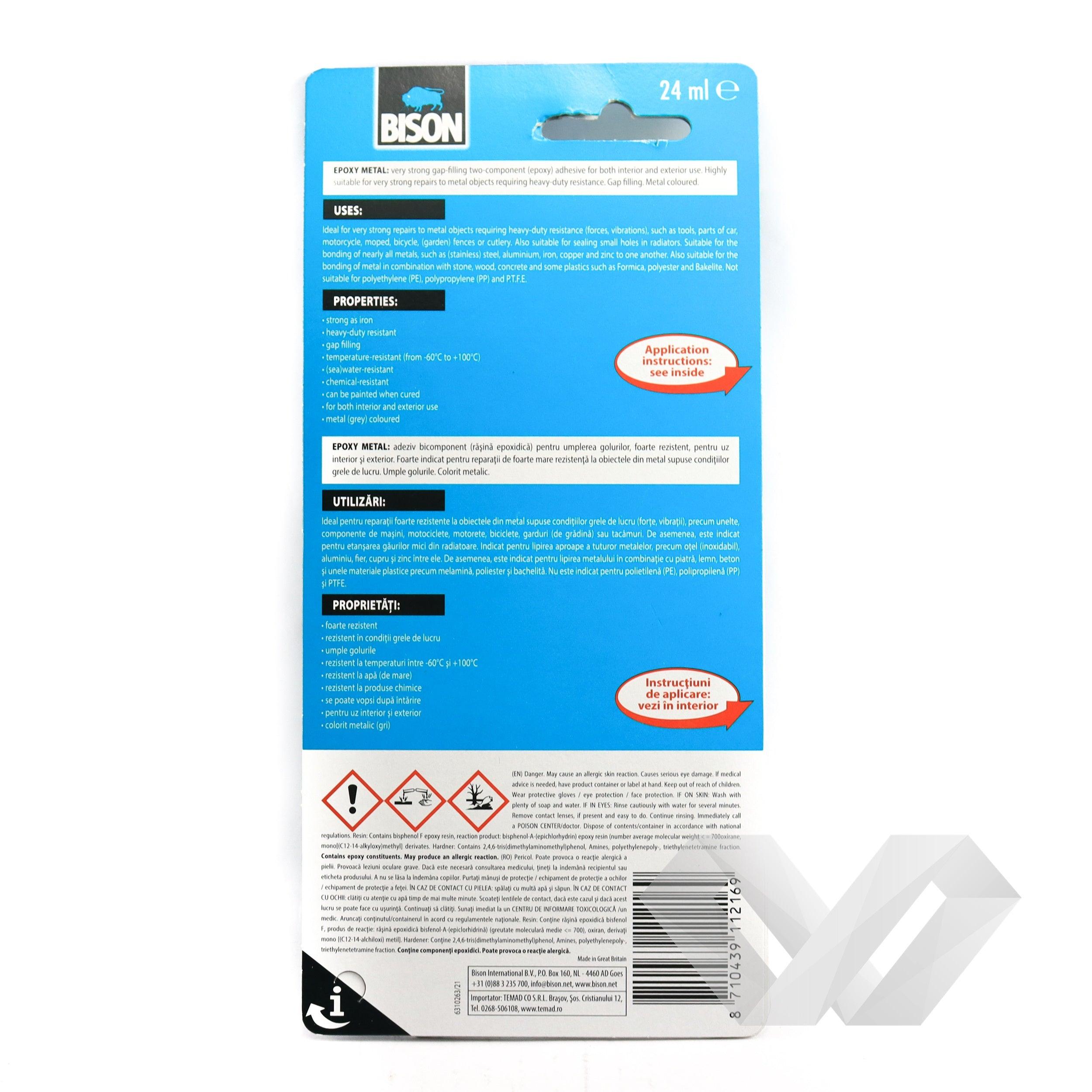 Adeziv Bison Epoxy Metal bi-component, 24 ml