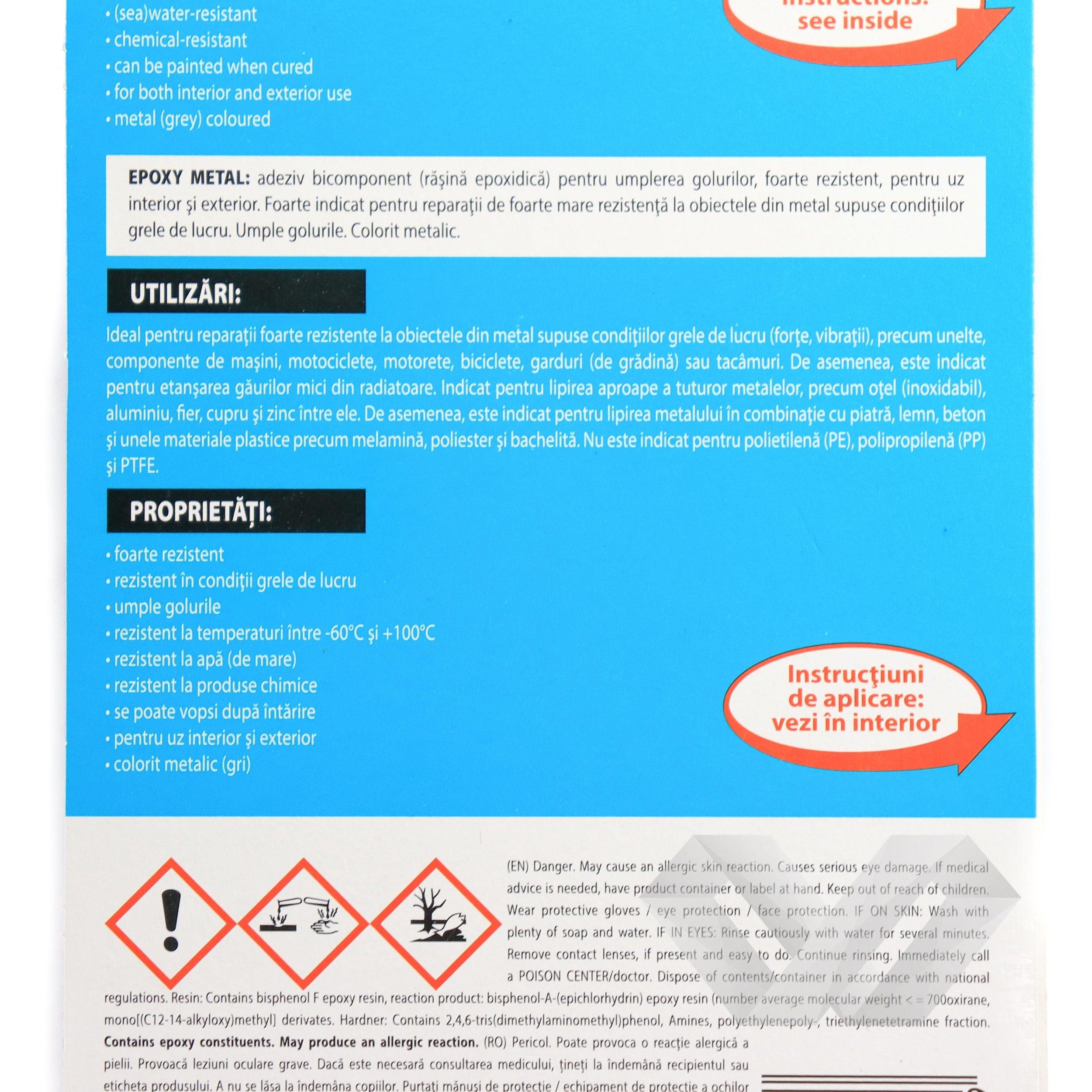Adeziv Bison Epoxy Metal bi-component, 24 ml