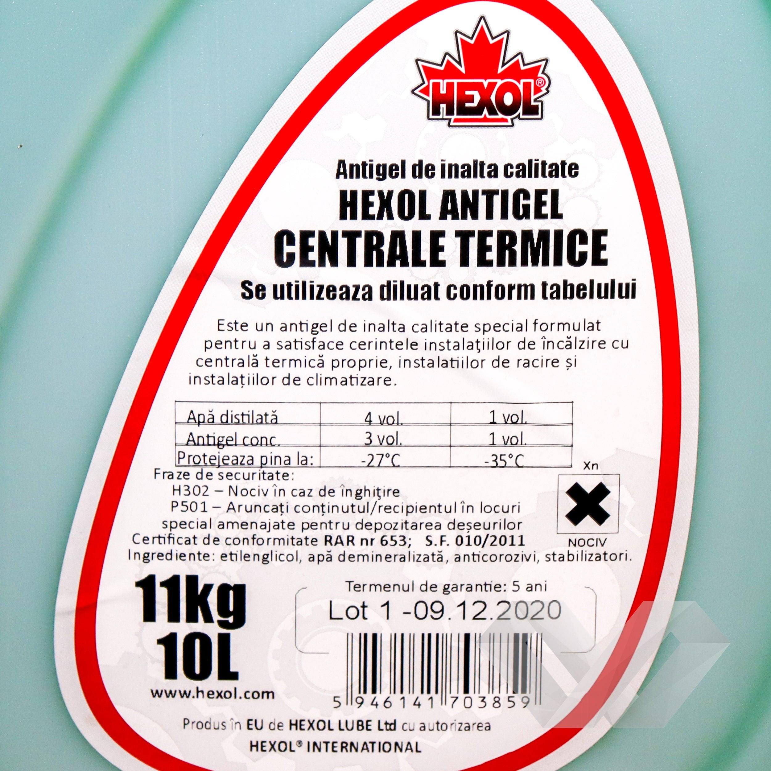 Antigel verde G11 centrale termice concentrat Hexol, -35°C, 10L