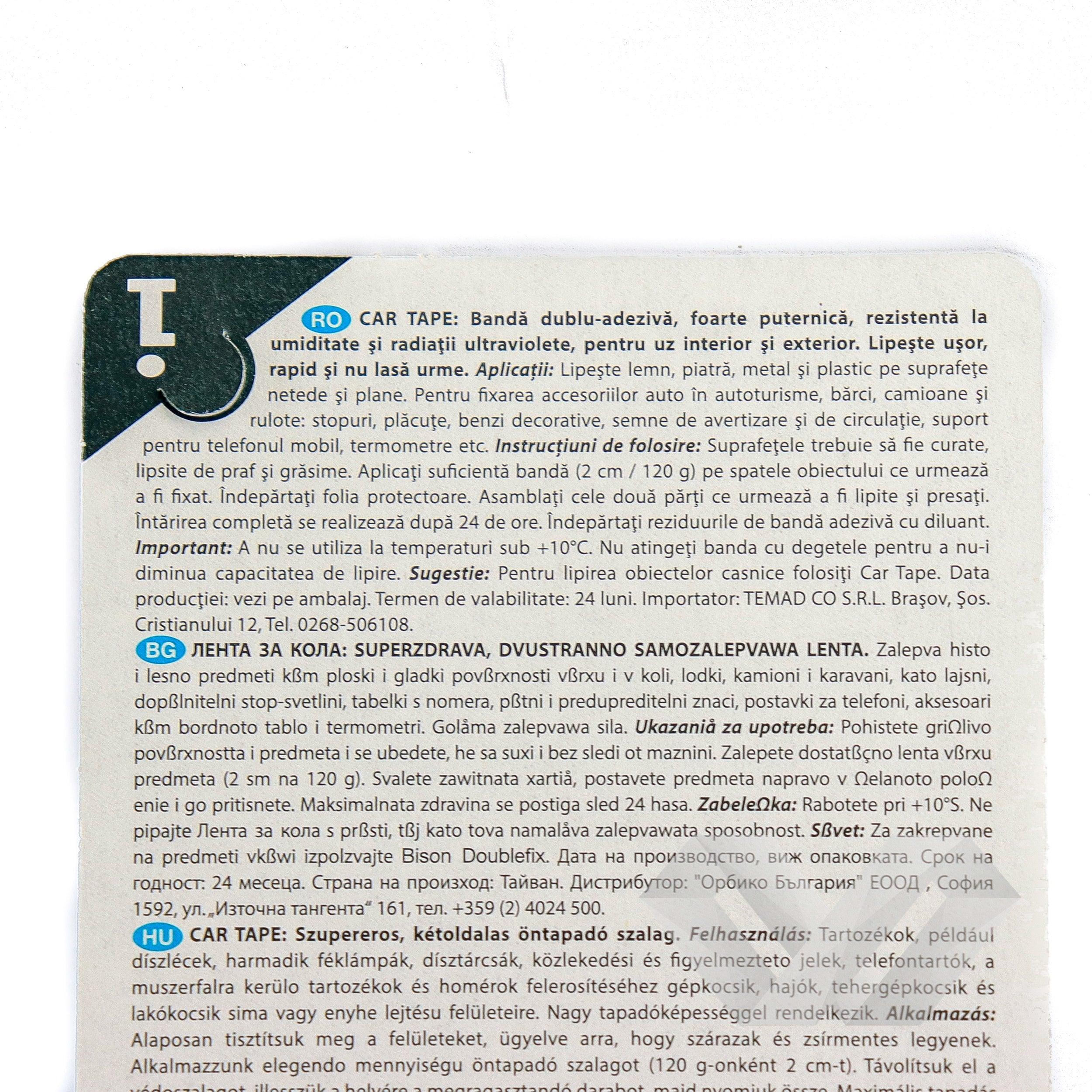 Banda dublu addeziva Bison 1,5m x 19mm