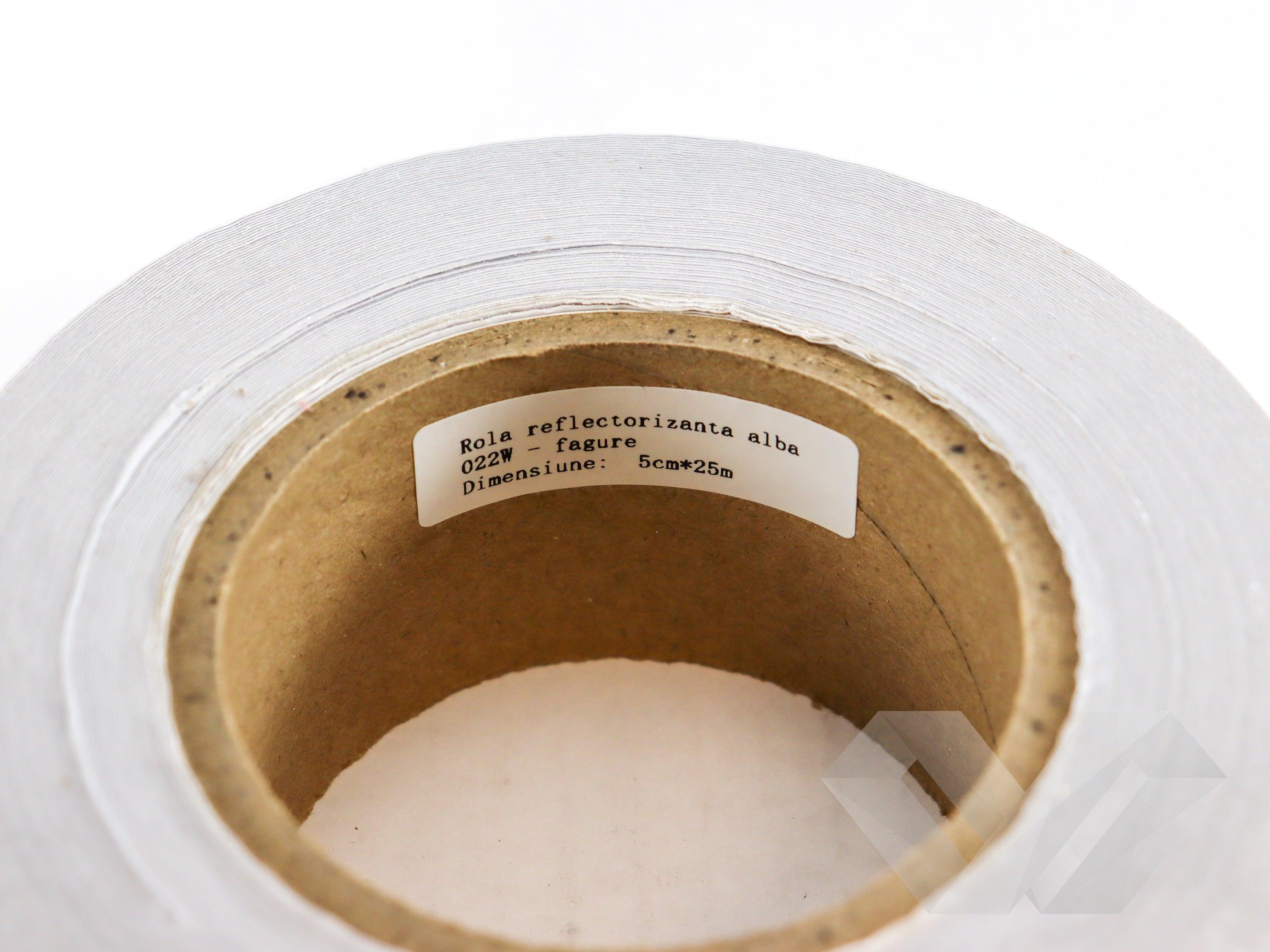 Banda reflectorizanta alba, 25m 5cm