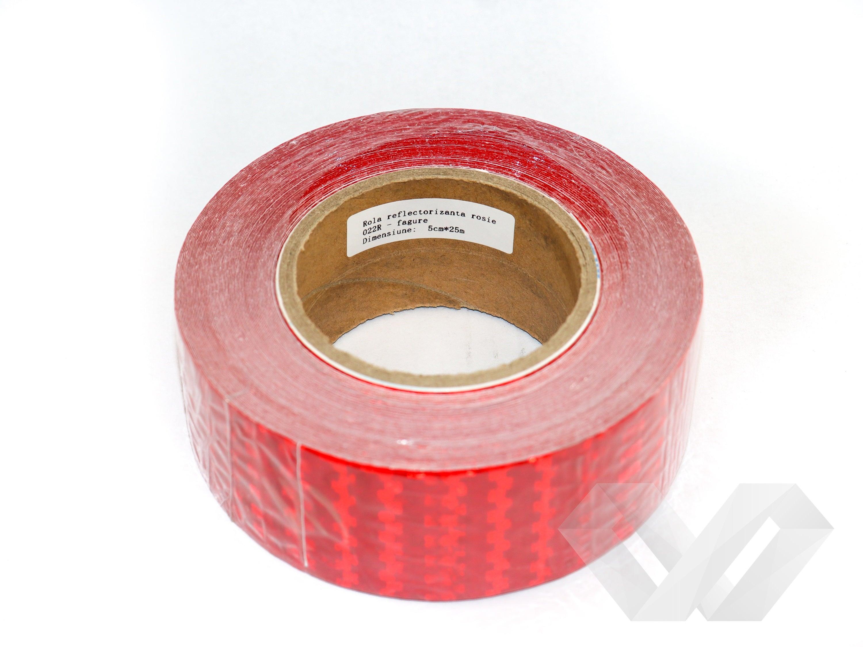 Banda reflectorizanta rosie, 25m 5cm