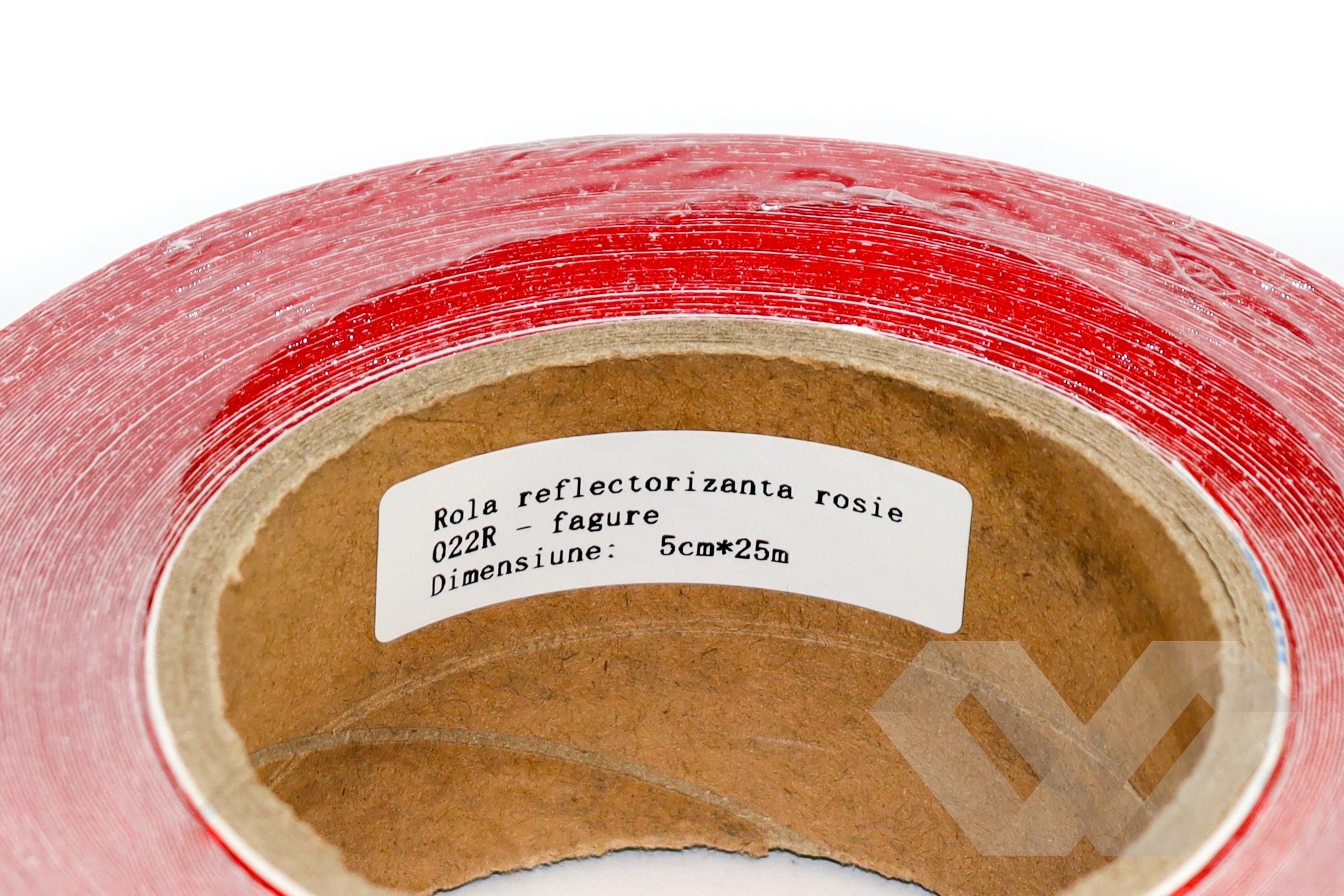 Banda reflectorizanta rosie, 25m 5cm