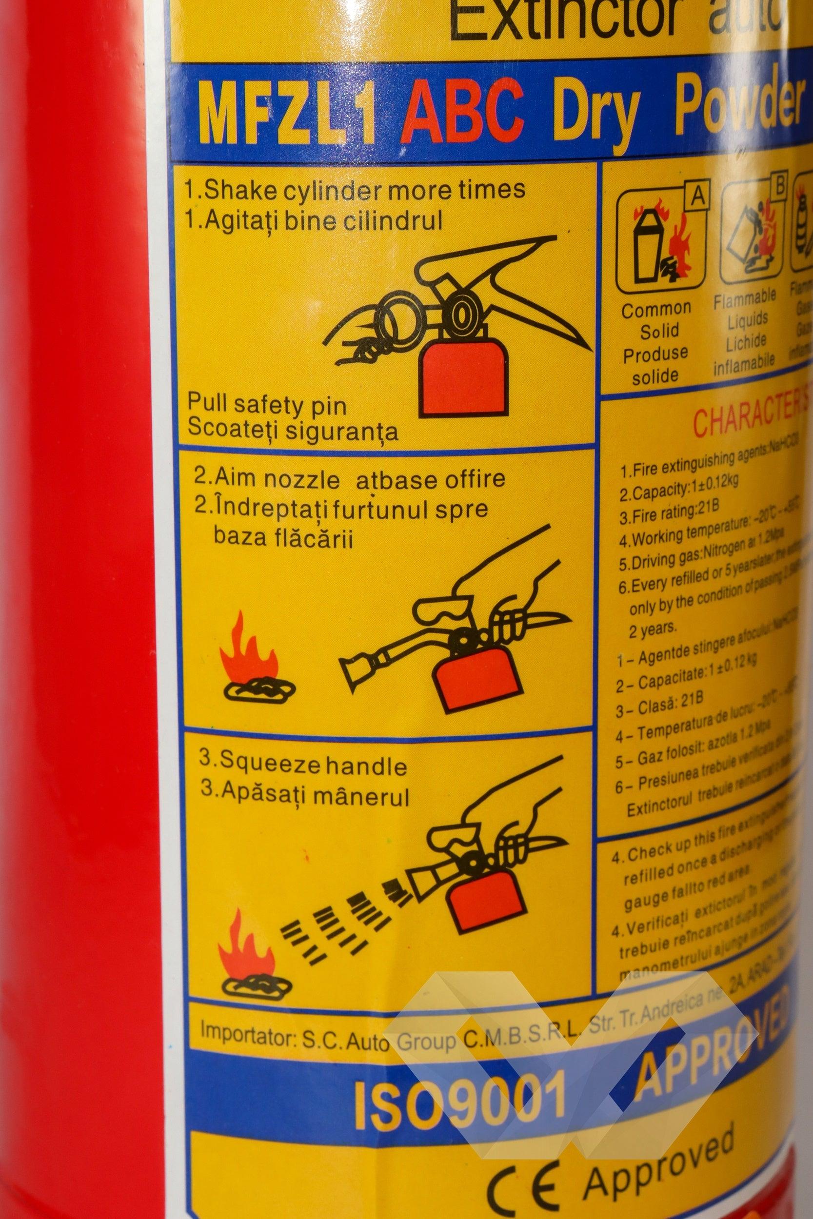 Extintor auto pulbere portabil, 1kg