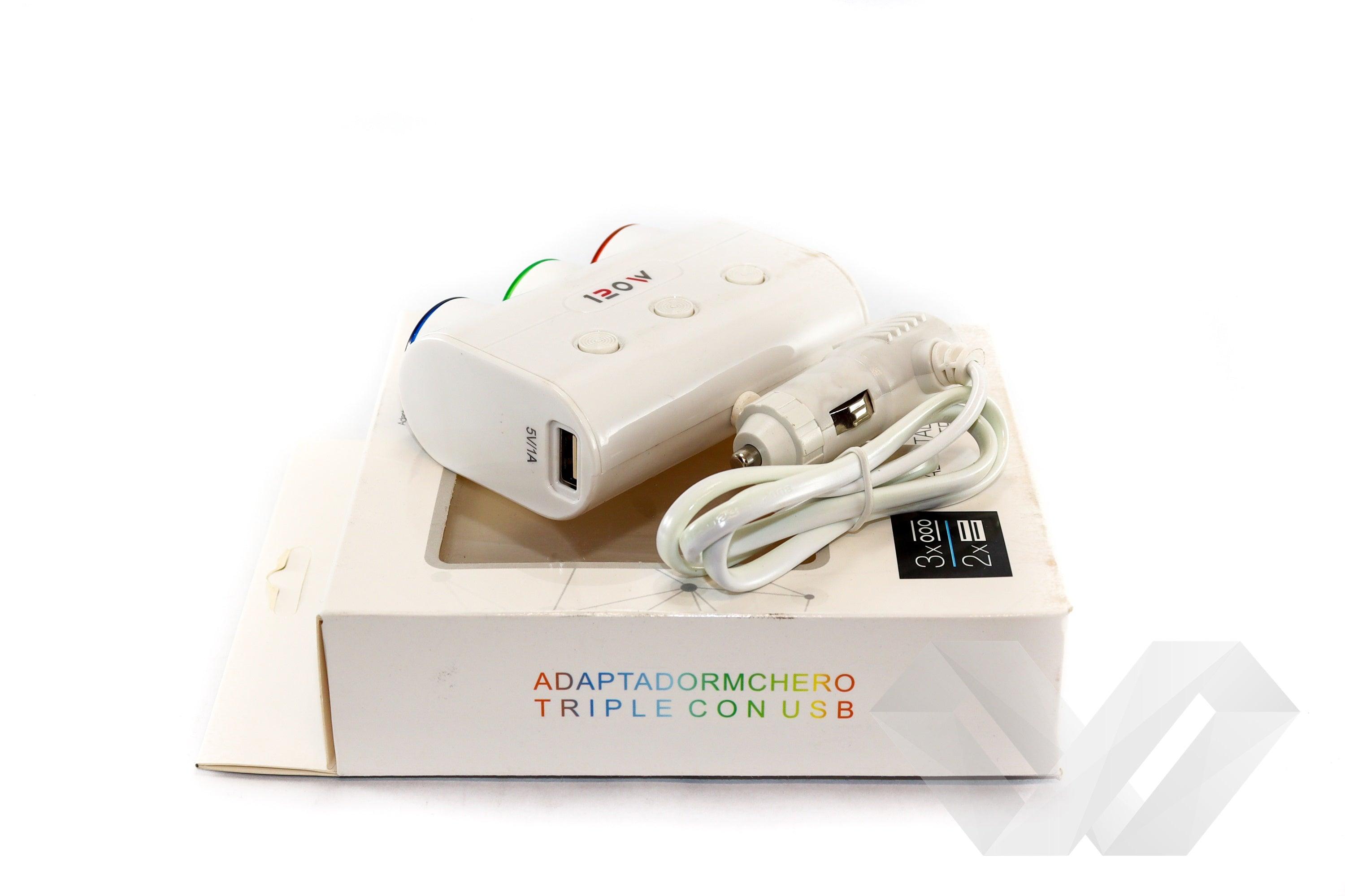 Priza auto tripla cu USB, 2.1A