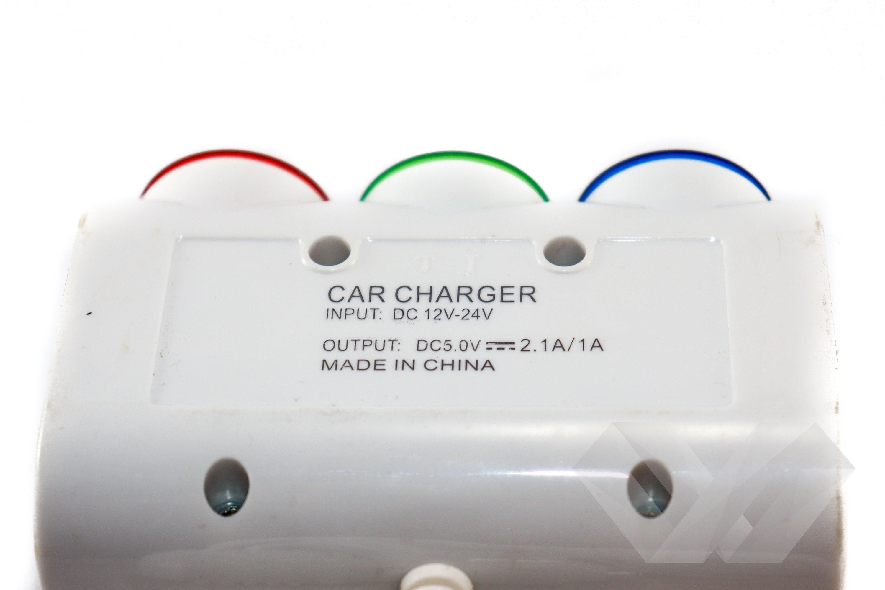 Priza auto tripla cu USB, 2.1A