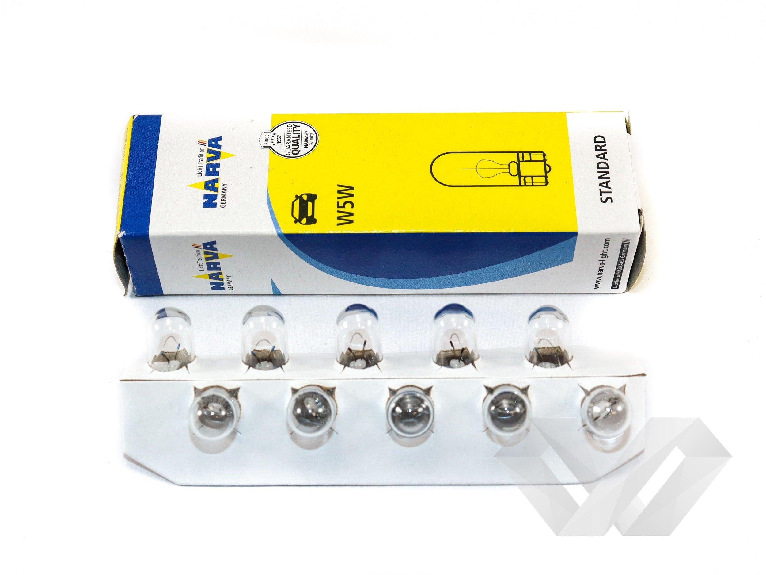 Set 10 becuri auto soclu sticla Narva, 12V W5W