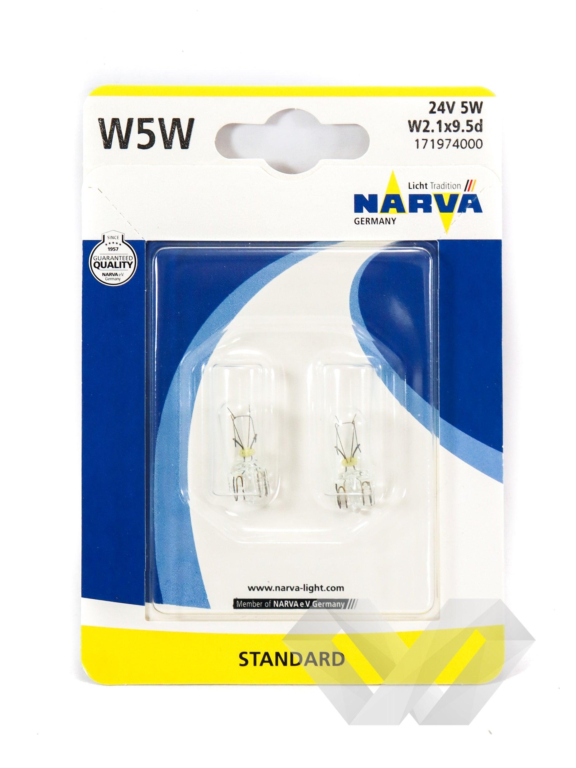 Set 2 becuri auto soclu sticla Narva, W5W 24V