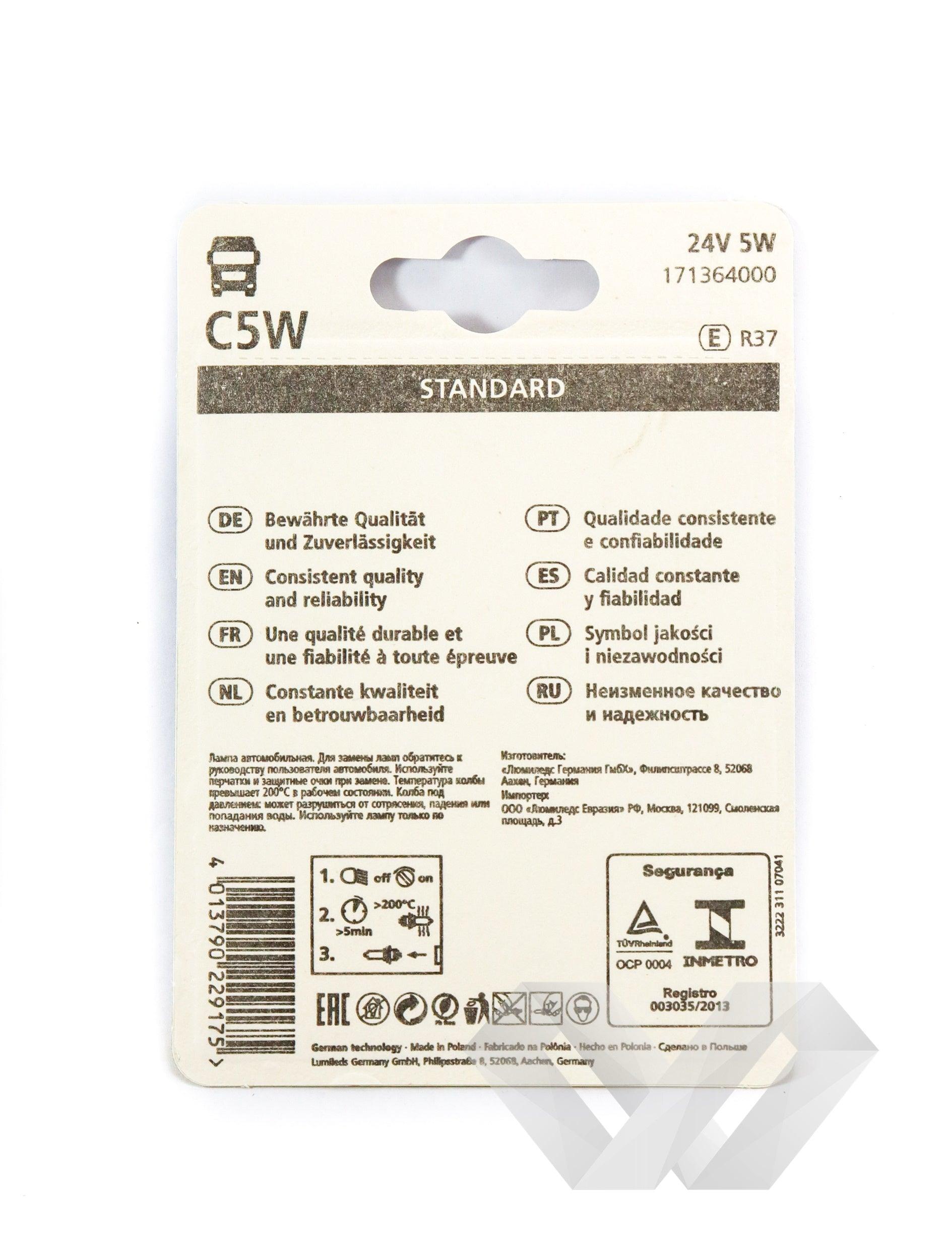 Set 2 becuri auto sofit Narva, C5W 24V