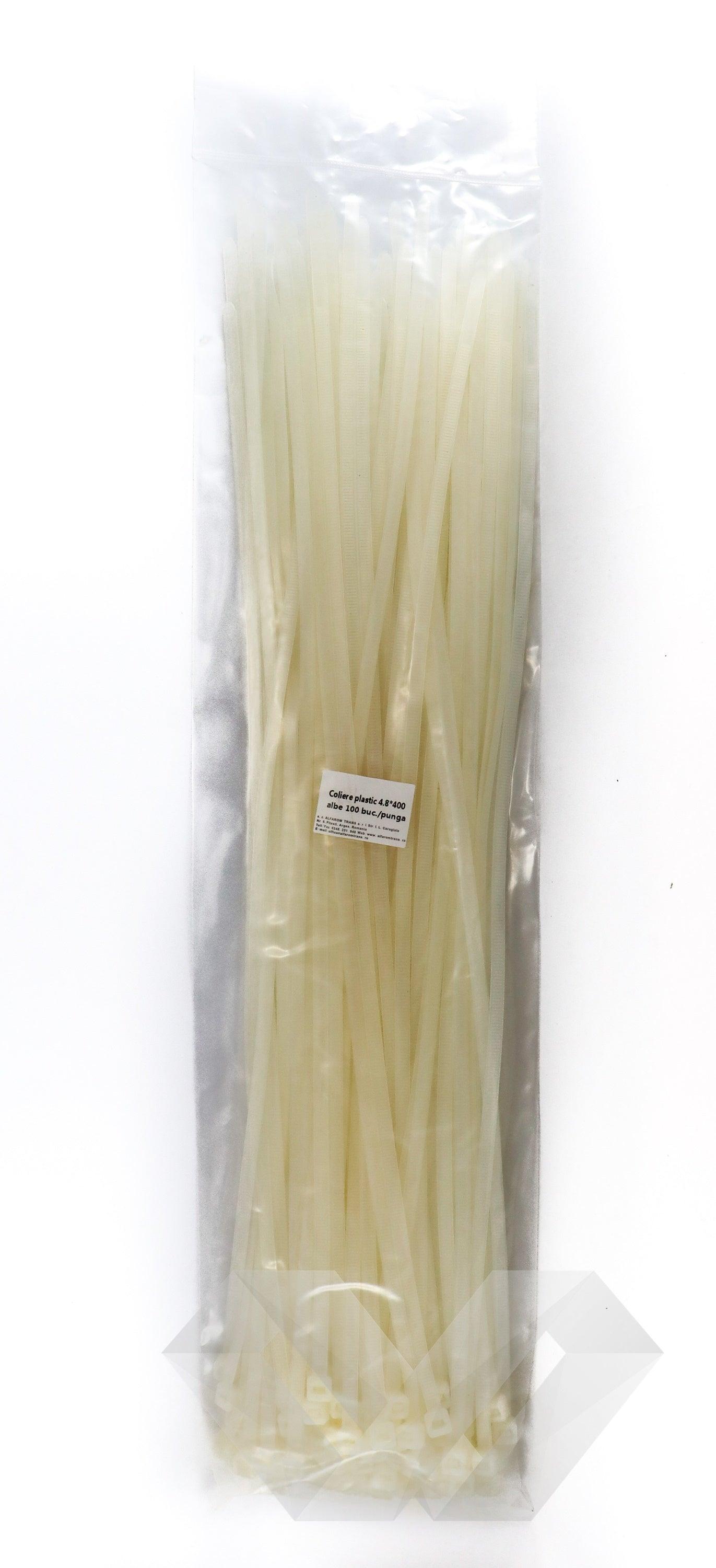 Set coliere plastic albe 100buc - EWO Market