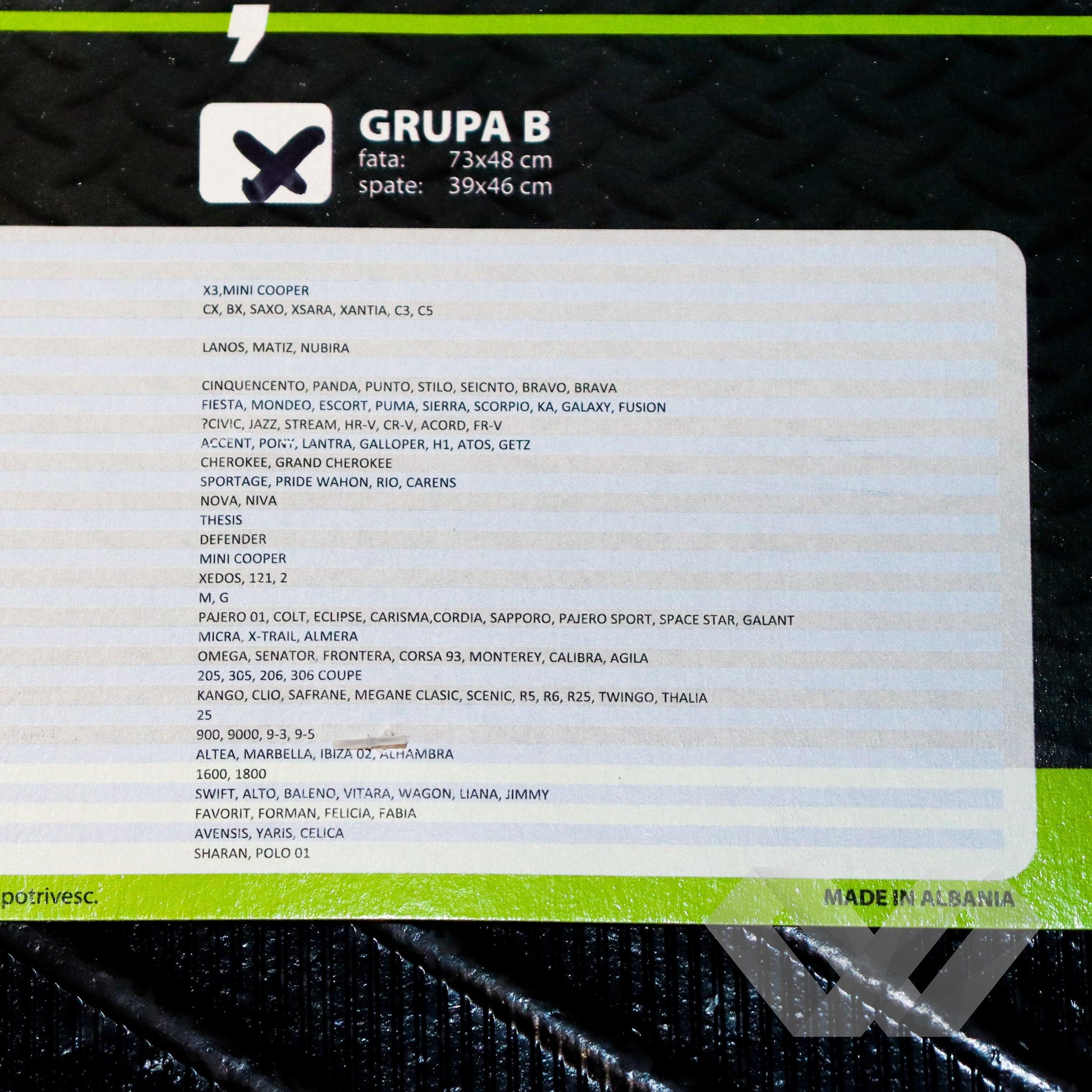 Set covorase auto ART Cauciuc, Grupa B