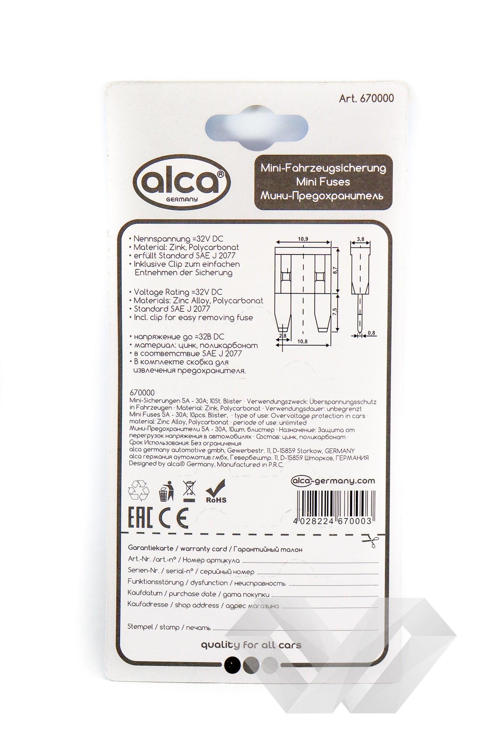 Set sigurante fuzibile plate mini Alca 5-30A - EWO Market