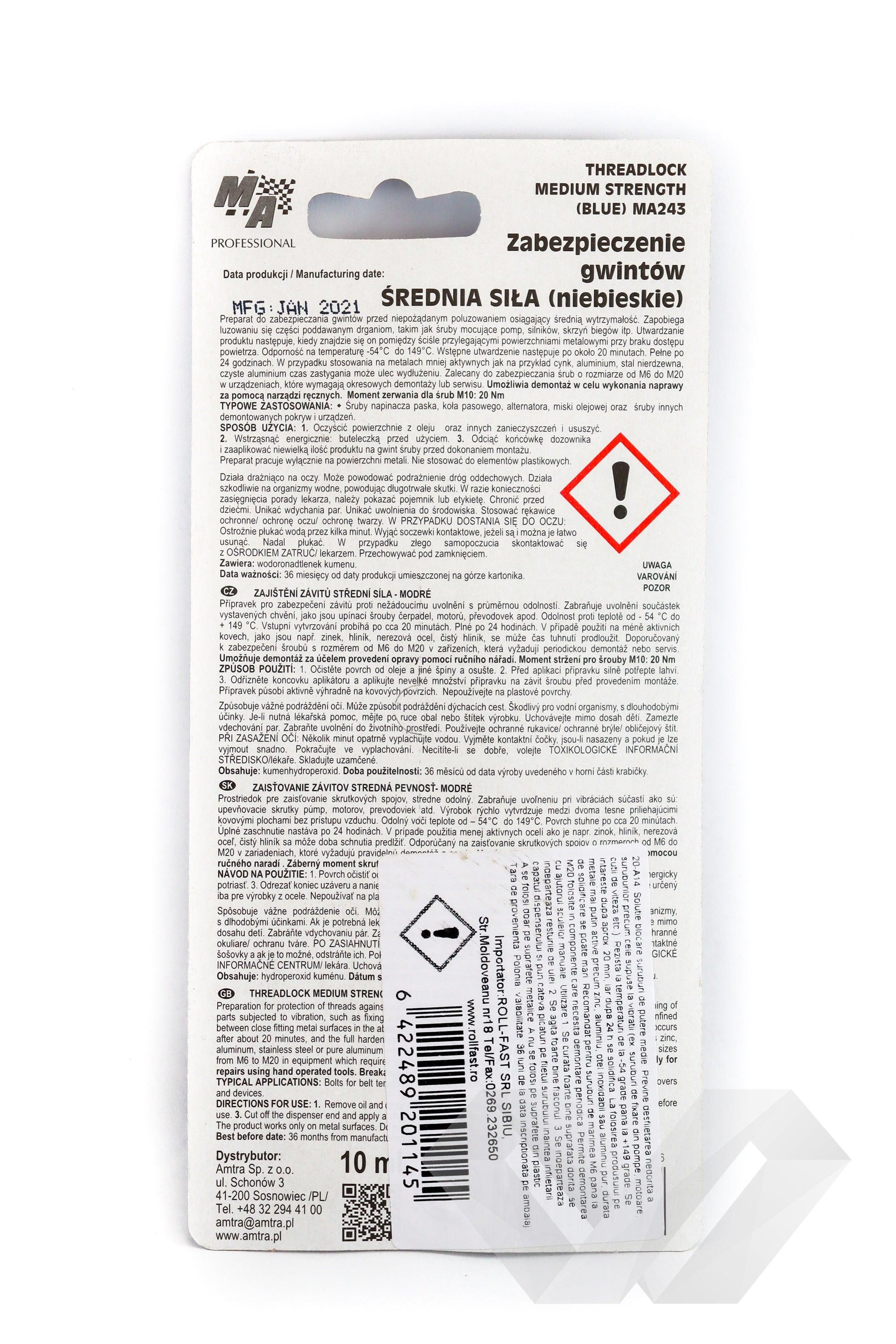 Solutie blocare suruburi Medium Strength Moje Auto, 10ml