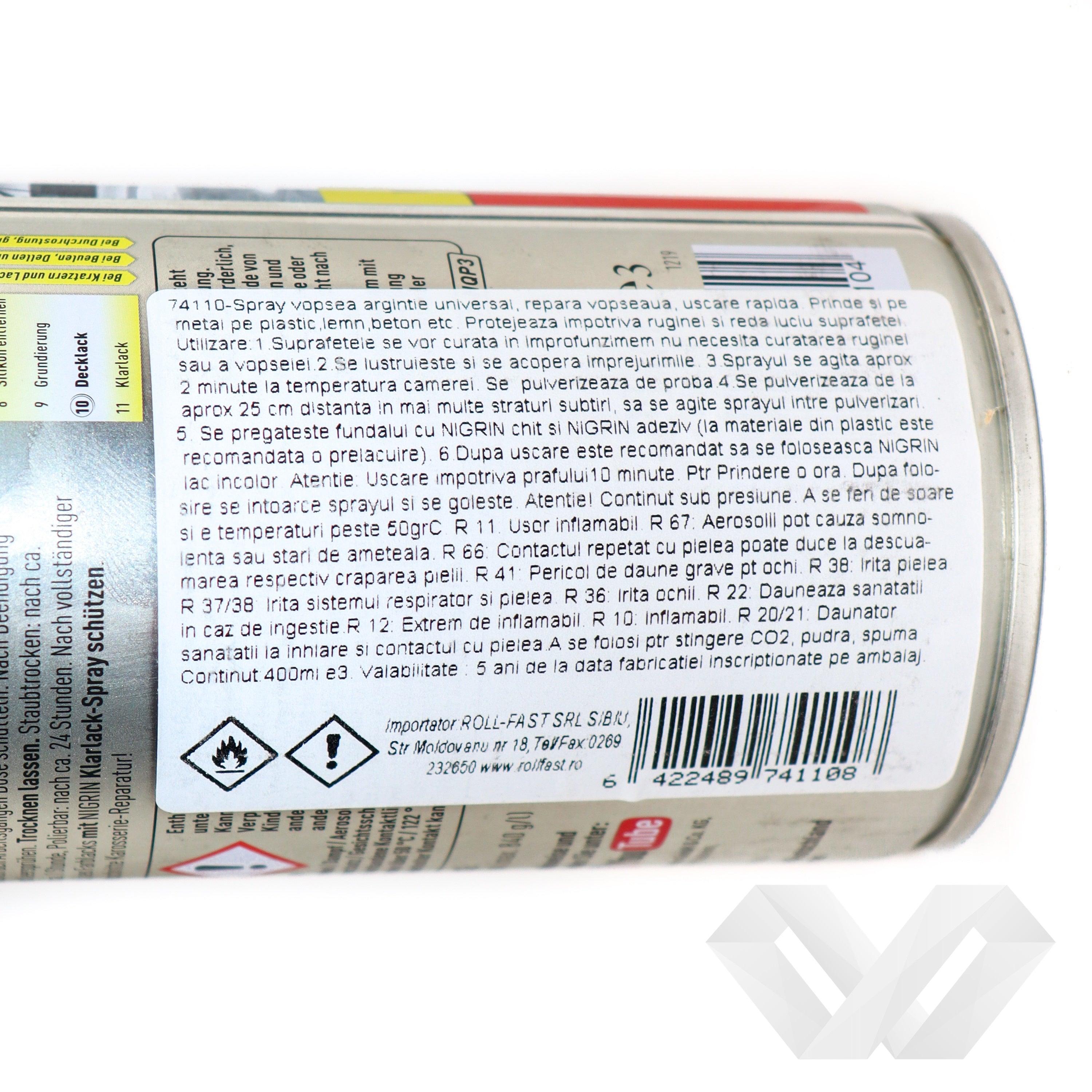 Spray vopsea argintiu universal Nigrin, 400ml