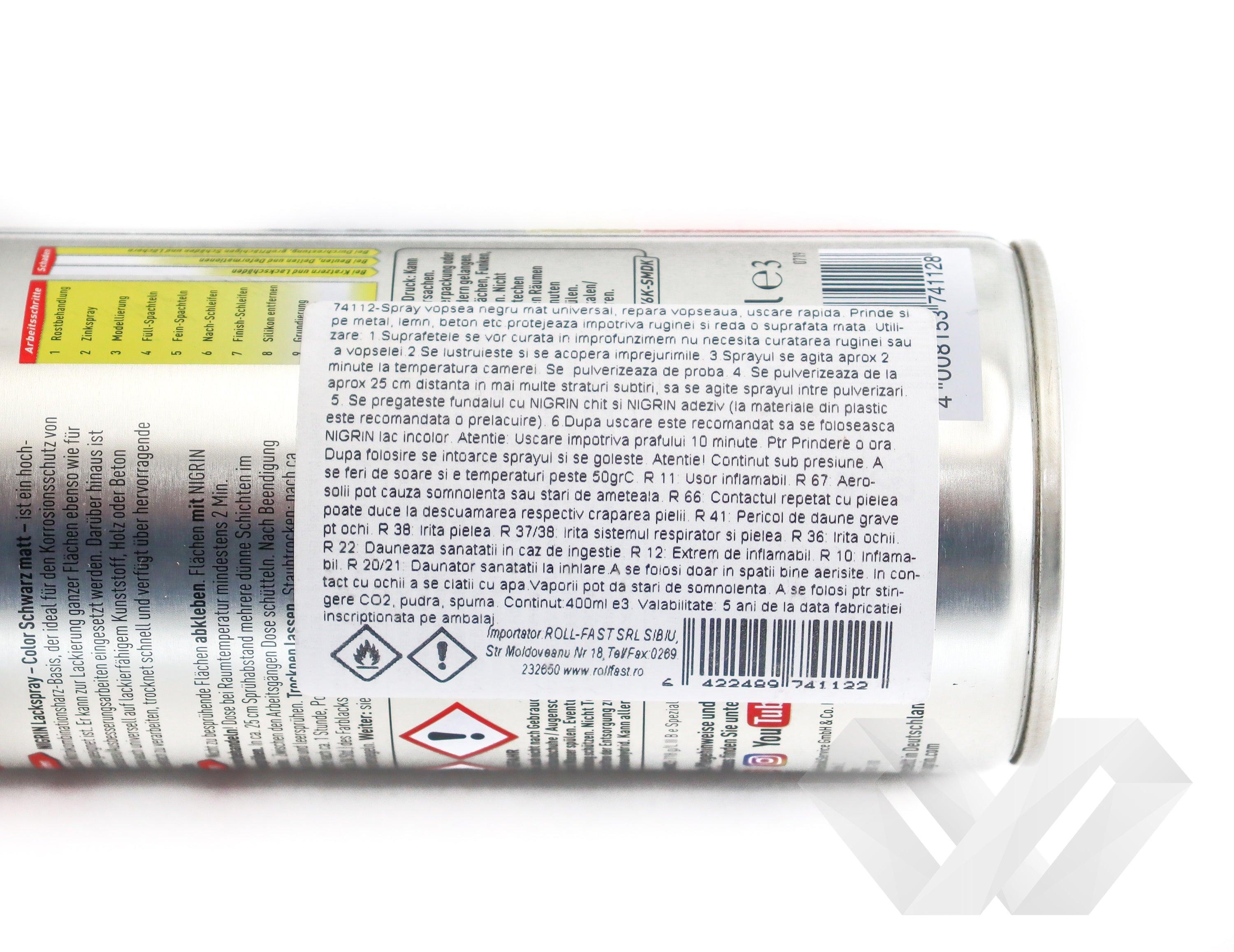 Spray vopsea negru mat universal Nigrin, 400ml