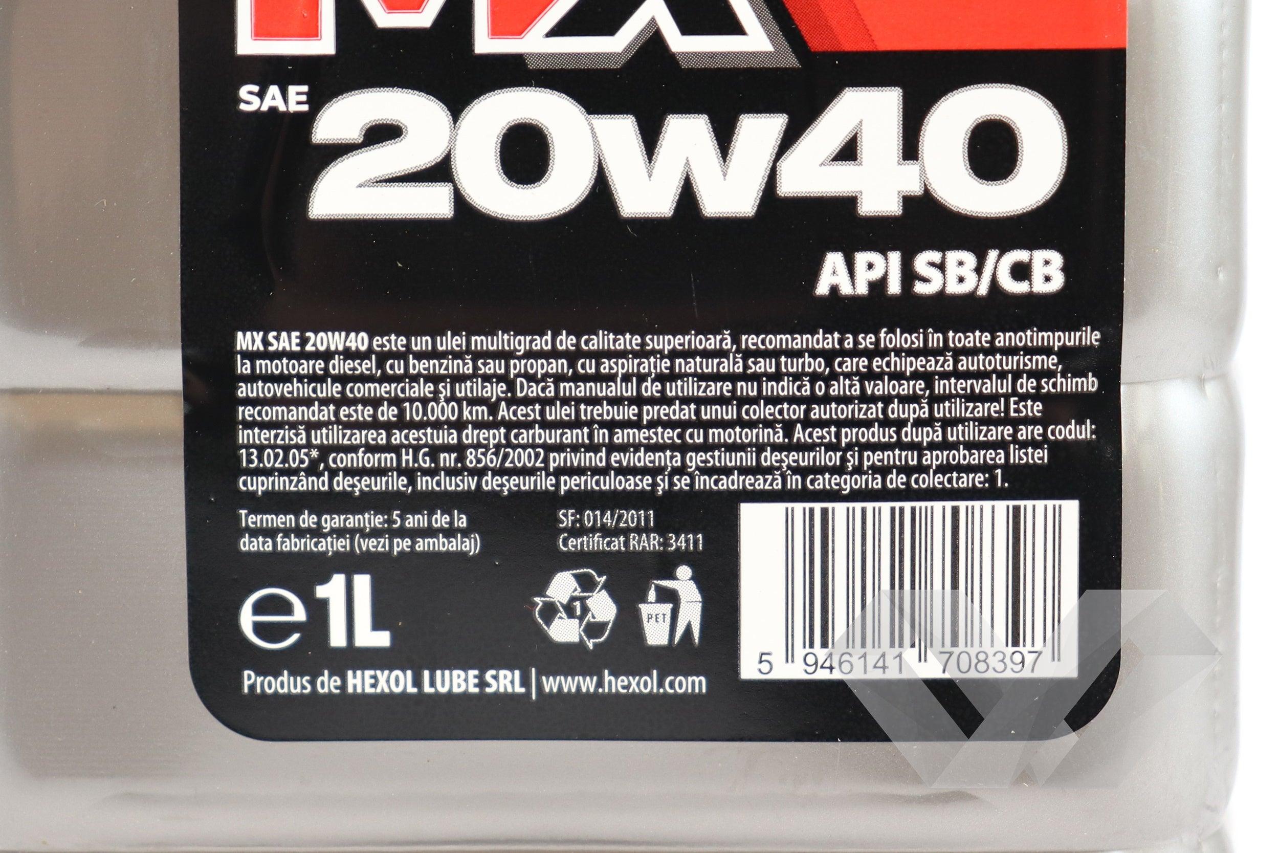 Ulei motor MX SAE 20w40 Hexol