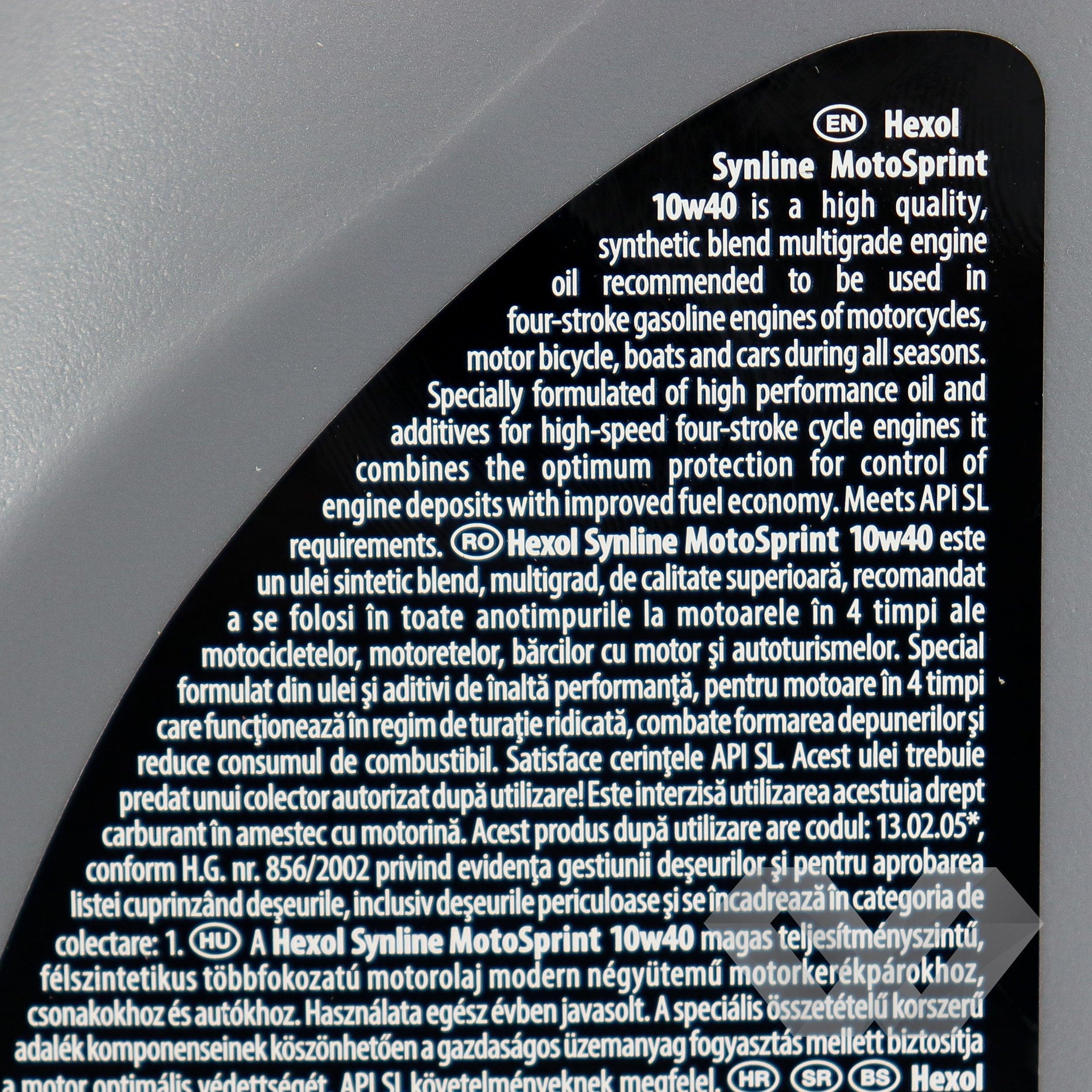 Ulei motor SAE 10W40 MotoSprint Hexol, 1L