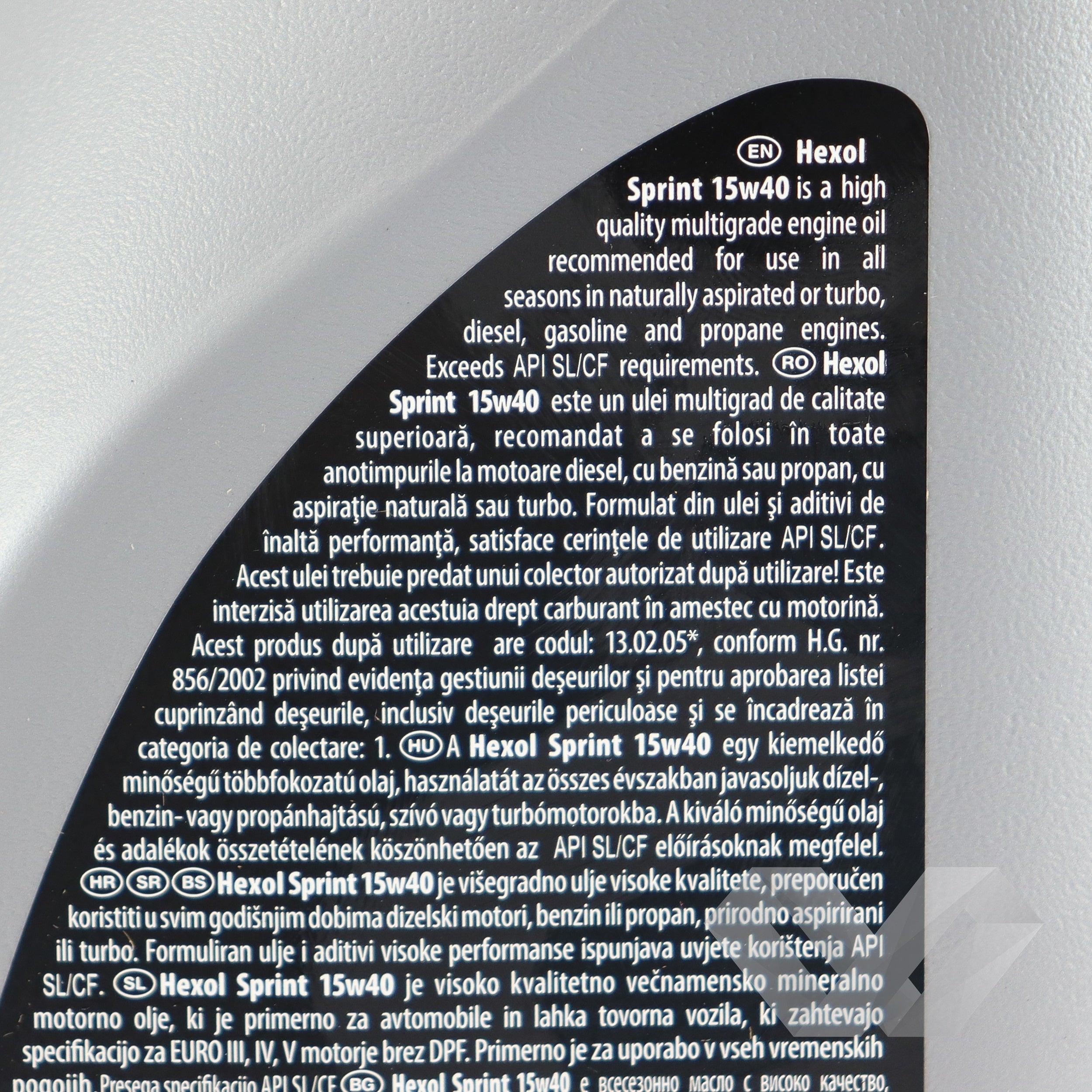 Ulei motor SAE 15W40 Hexol Sprint