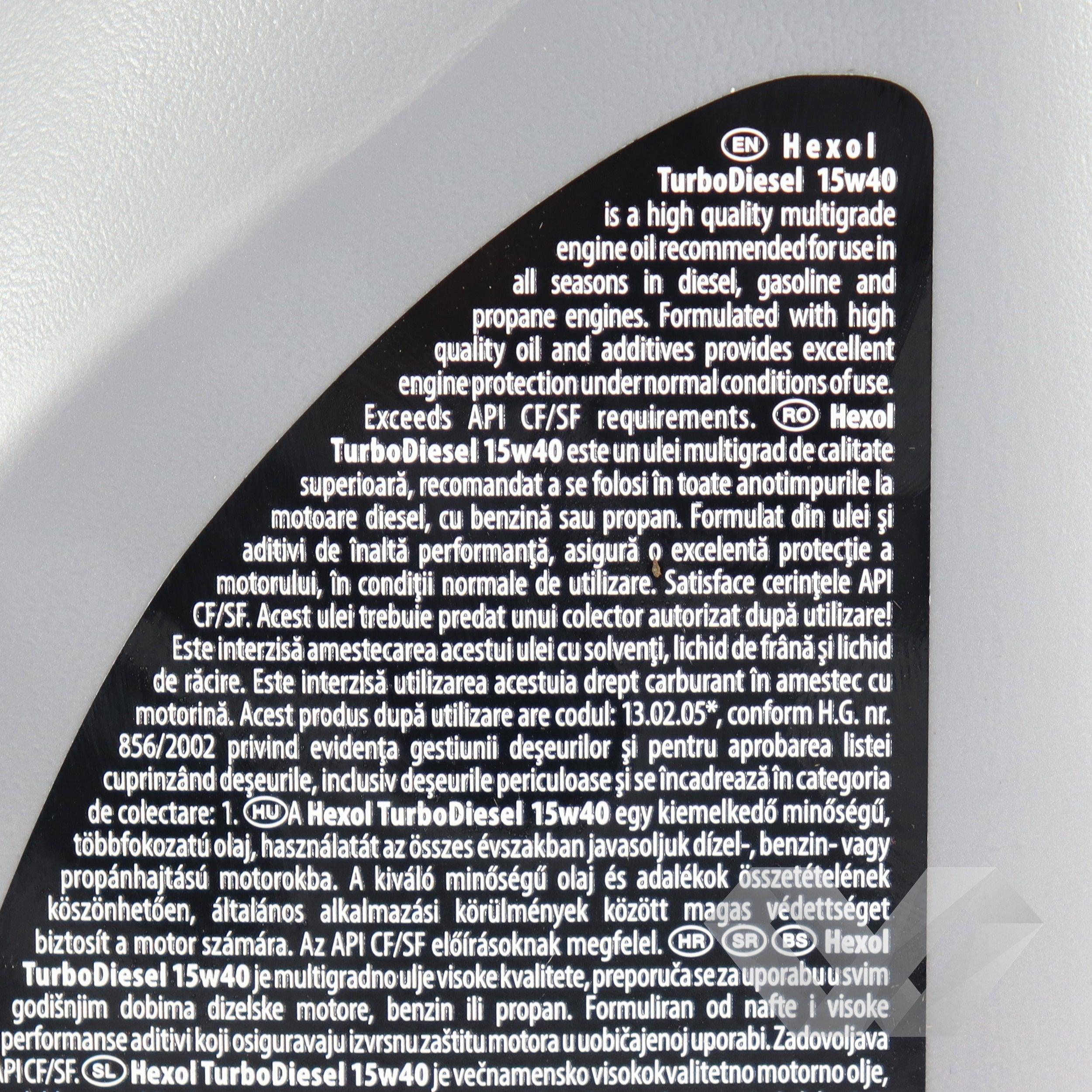 Ulei motor SAE 15W40 Hexol TurboDiesel