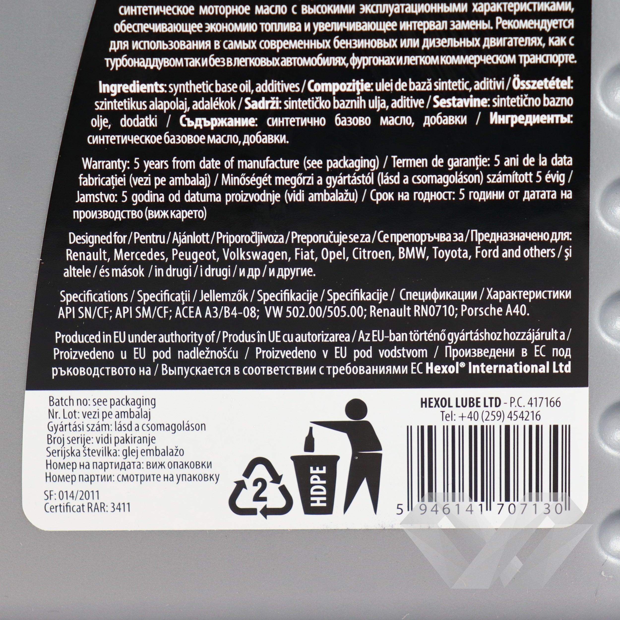 Ulei motor SAE 5W40 Hexol SprintPlus