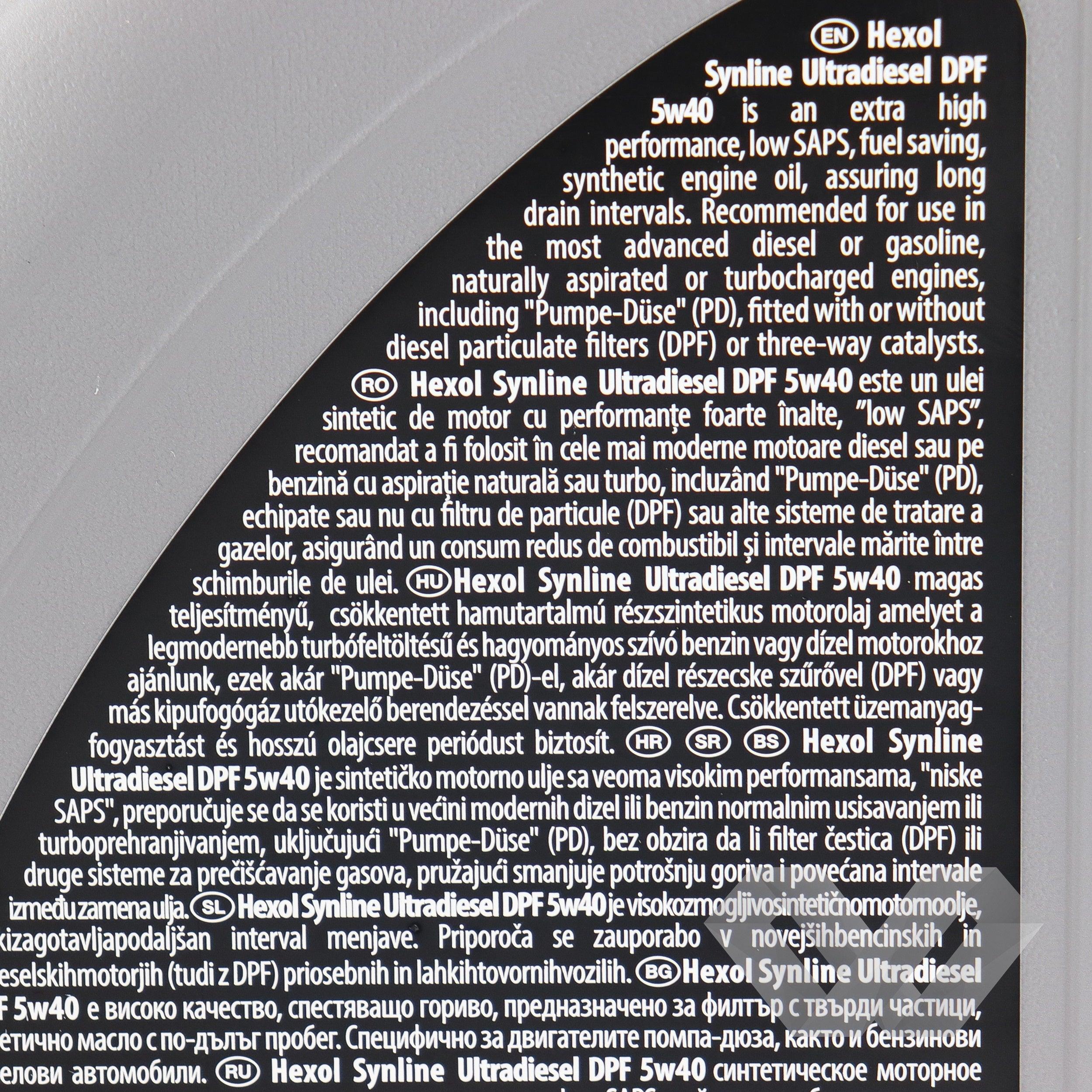 Ulei motor SAE 5W40 Hexol UltraDiesel DPF