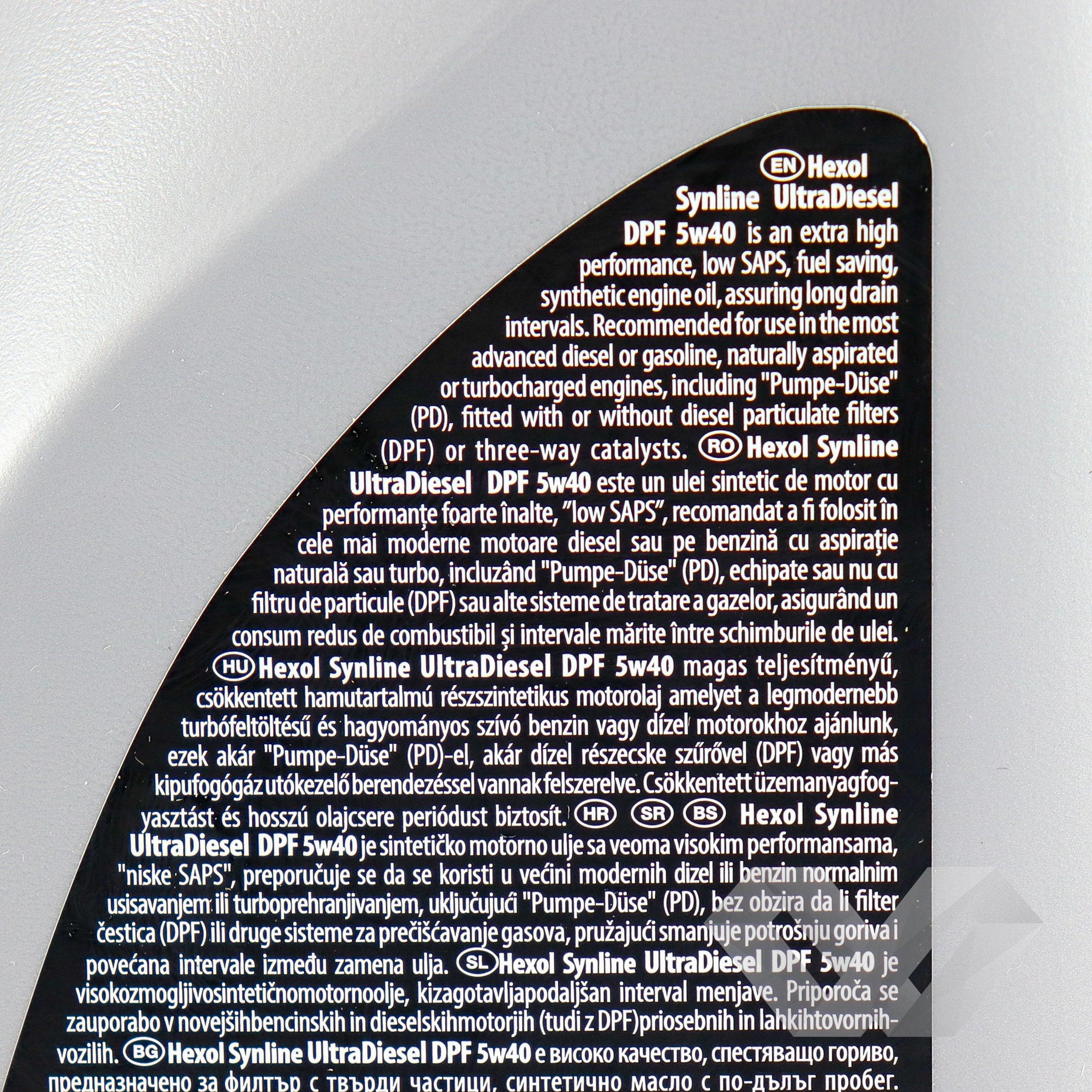 Ulei motor SAE 5W40 Hexol UltraDiesel DPF
