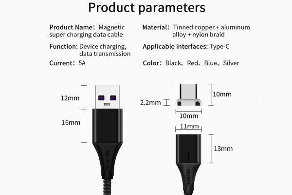 Cablu de date si incarcare 2in1 Fast Charge 3.0 USB la micro USB/TYPE-C 1.5m, 5A Rosu Mega Drive