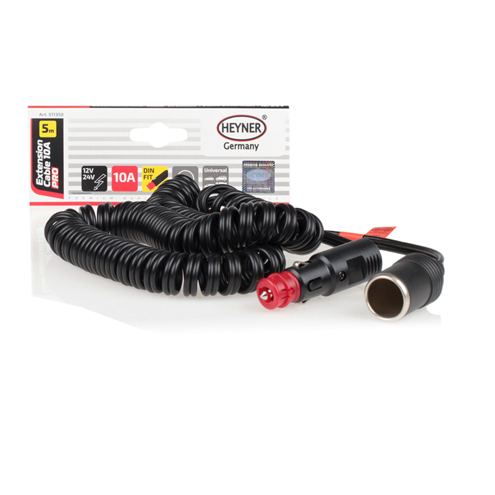 Cablu prelungitor spiralat pentru bricheta PREMIUM PRO 12/24 V 10 A Heyner