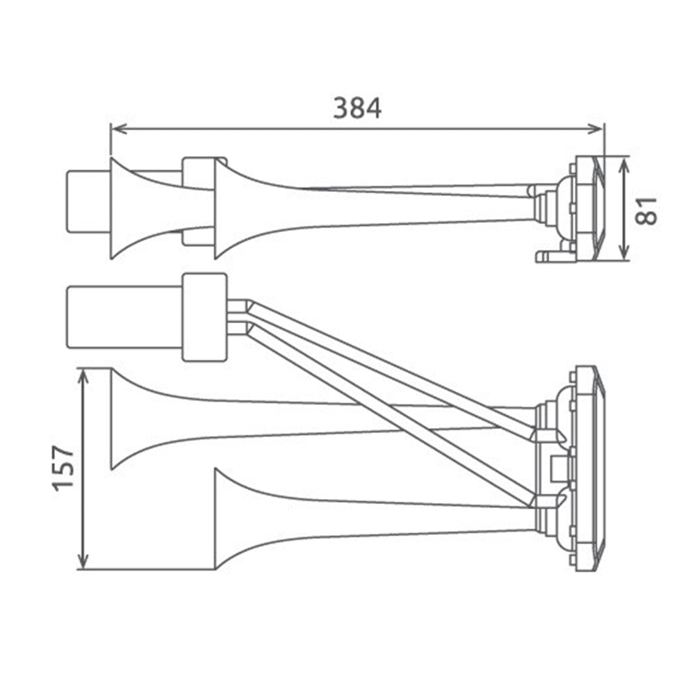 Claxon pentru camion crom cu 2 goarne, melodic, 24V 1A cu compresor Seger