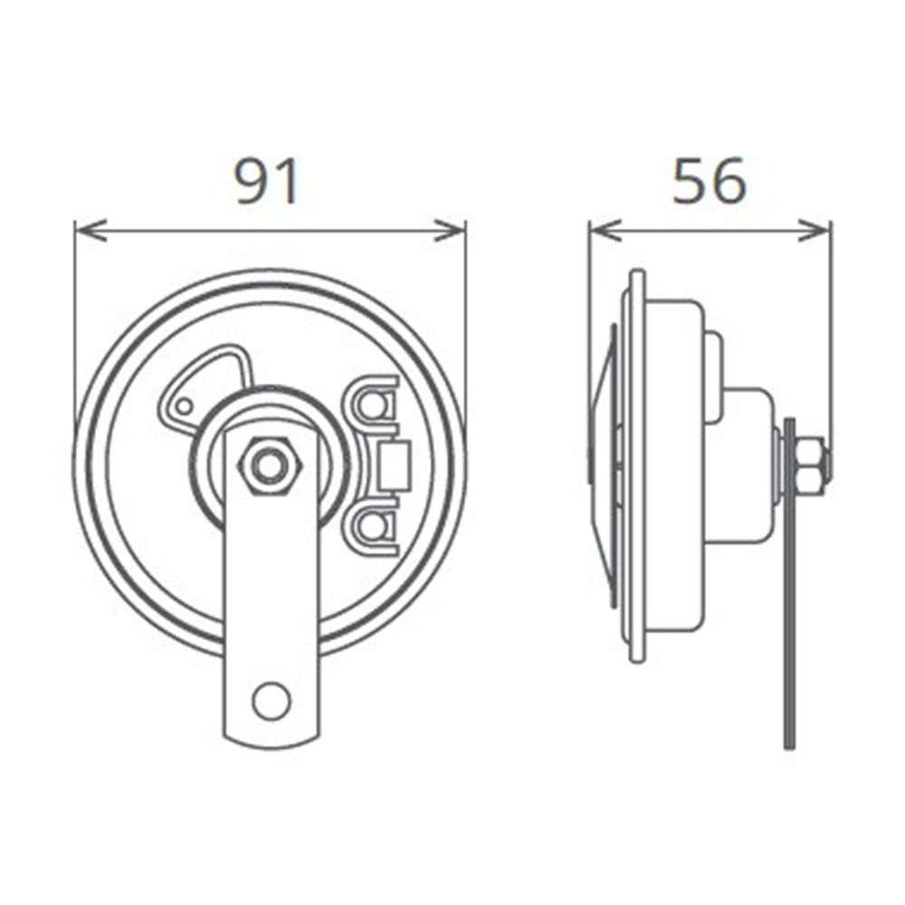 Claxon electromagnetic, tip disc, 24V 3A cu ton jos Seger