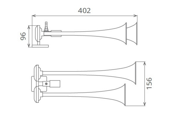 Claxon rosu pentru camion cu doua goarne 24V 1A Seger