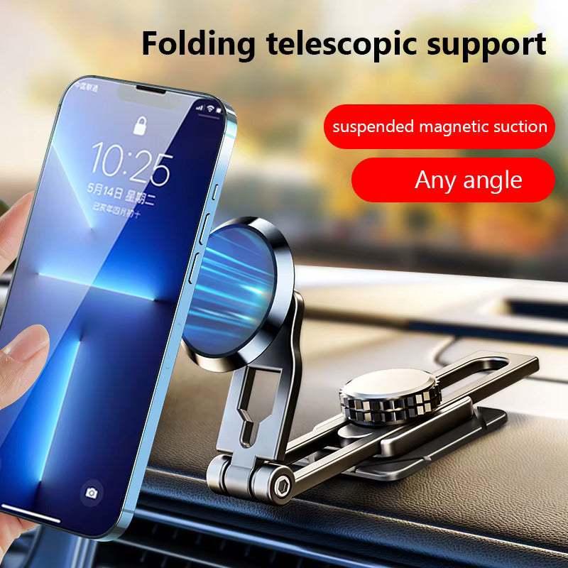 Suport magnetic auto pentru telefon, reglabil pe șină culisantă, pliabil, montare GPS, pentru telefon mobil, telescopic, rotativ 360 de grade