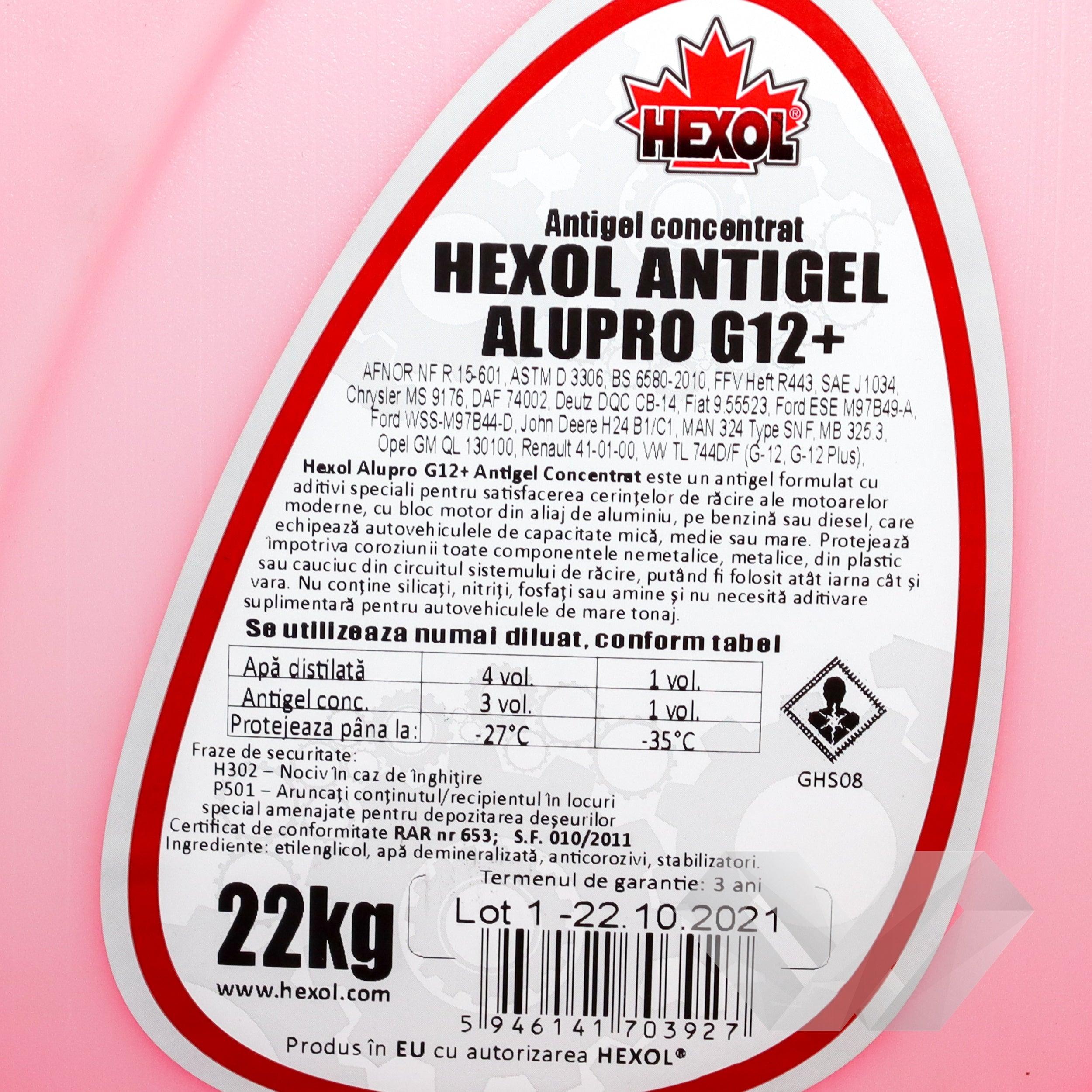Antigel rosu G12 concentrat Hexol, -70°C 11KG - EWO Market
