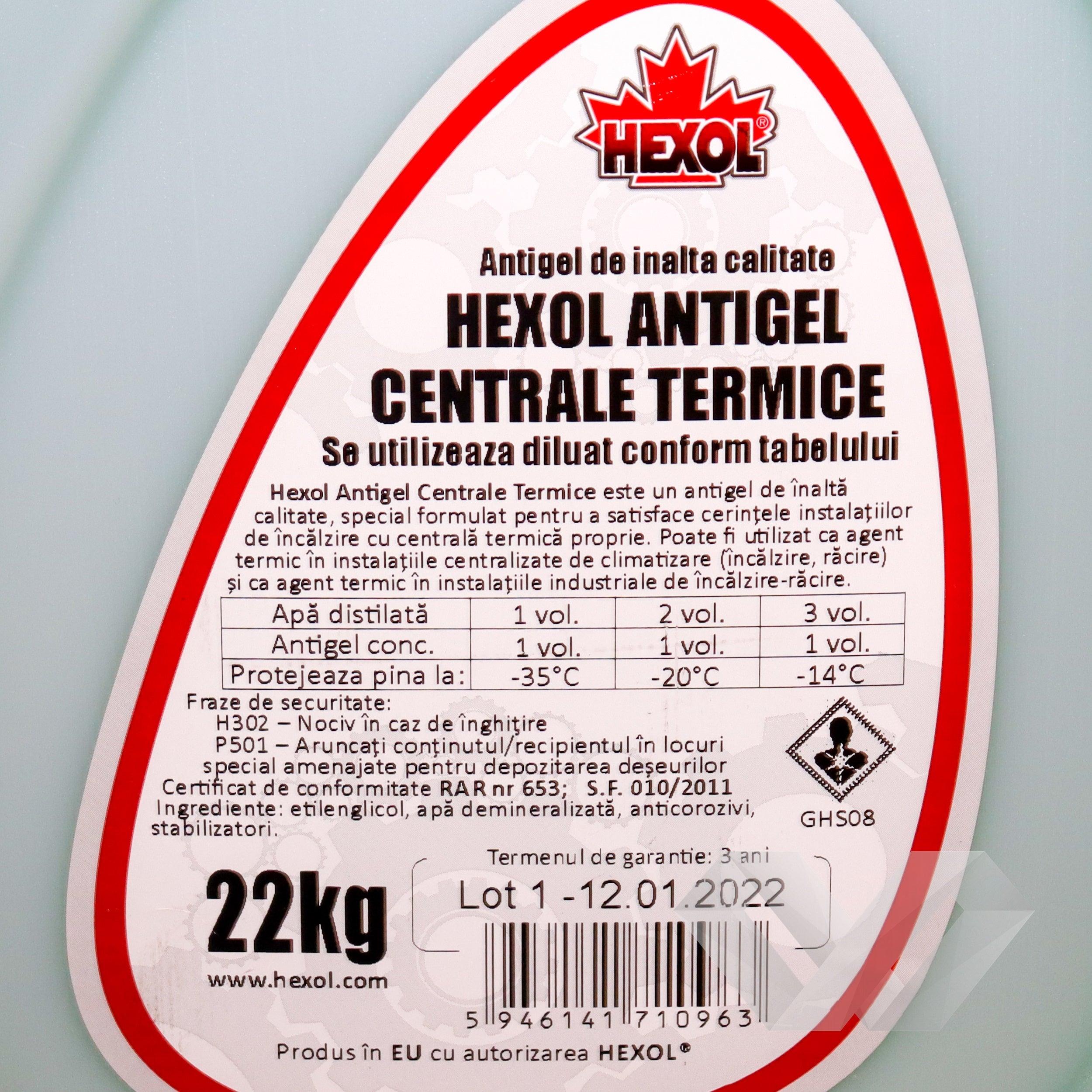Antigel verde G11 centrale termice concentrat Hexol, -35°C, 22kgL
